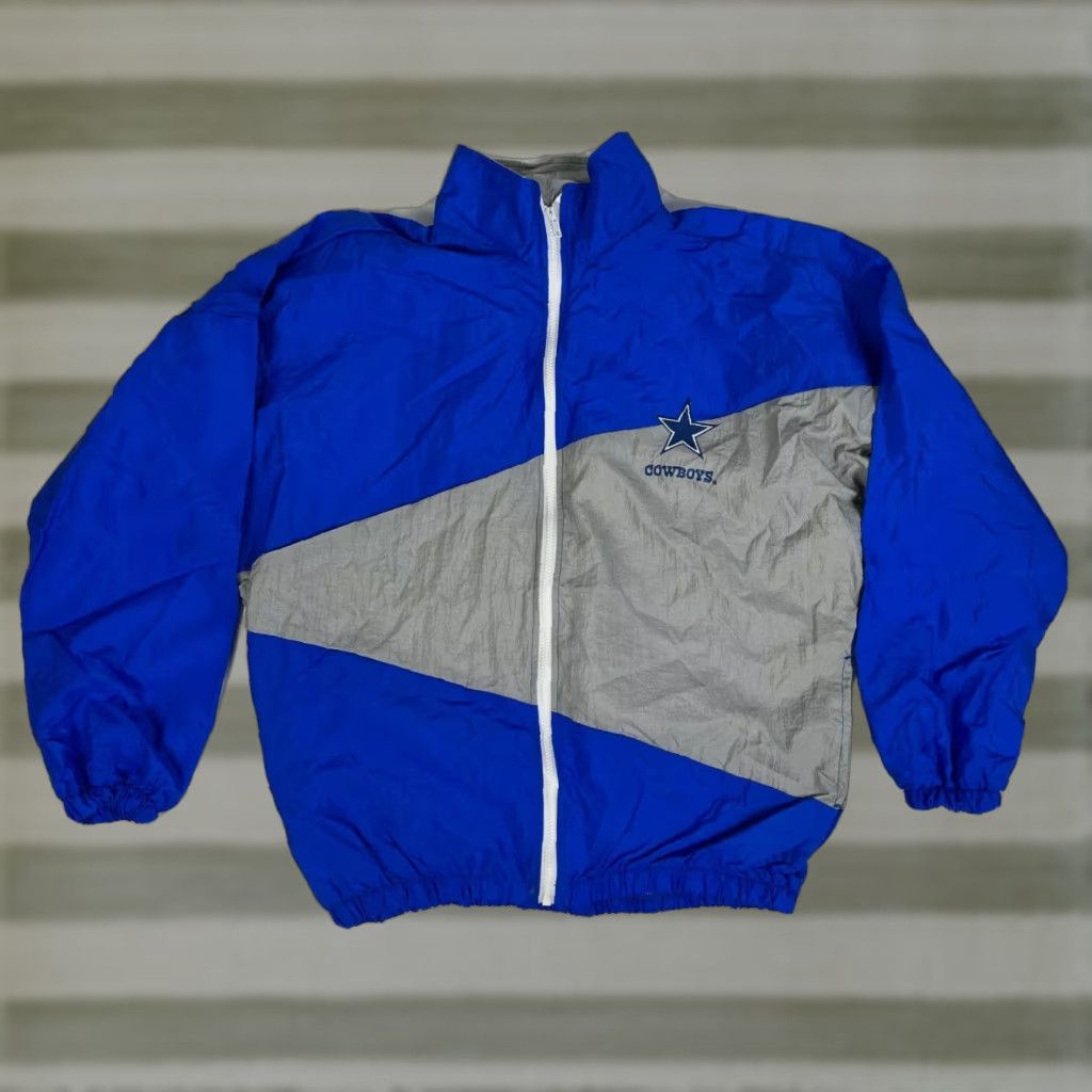 Vintage VINTAGE Horizon by Kaye Sportswear Dallas Cowboys Windbreaker Jacket XL Blue and Gray Logo Embroidered Full Zip Men Jacket Windbreaker USA 90s Size US XL / EU 56 / 4 - 1 Thumbnail