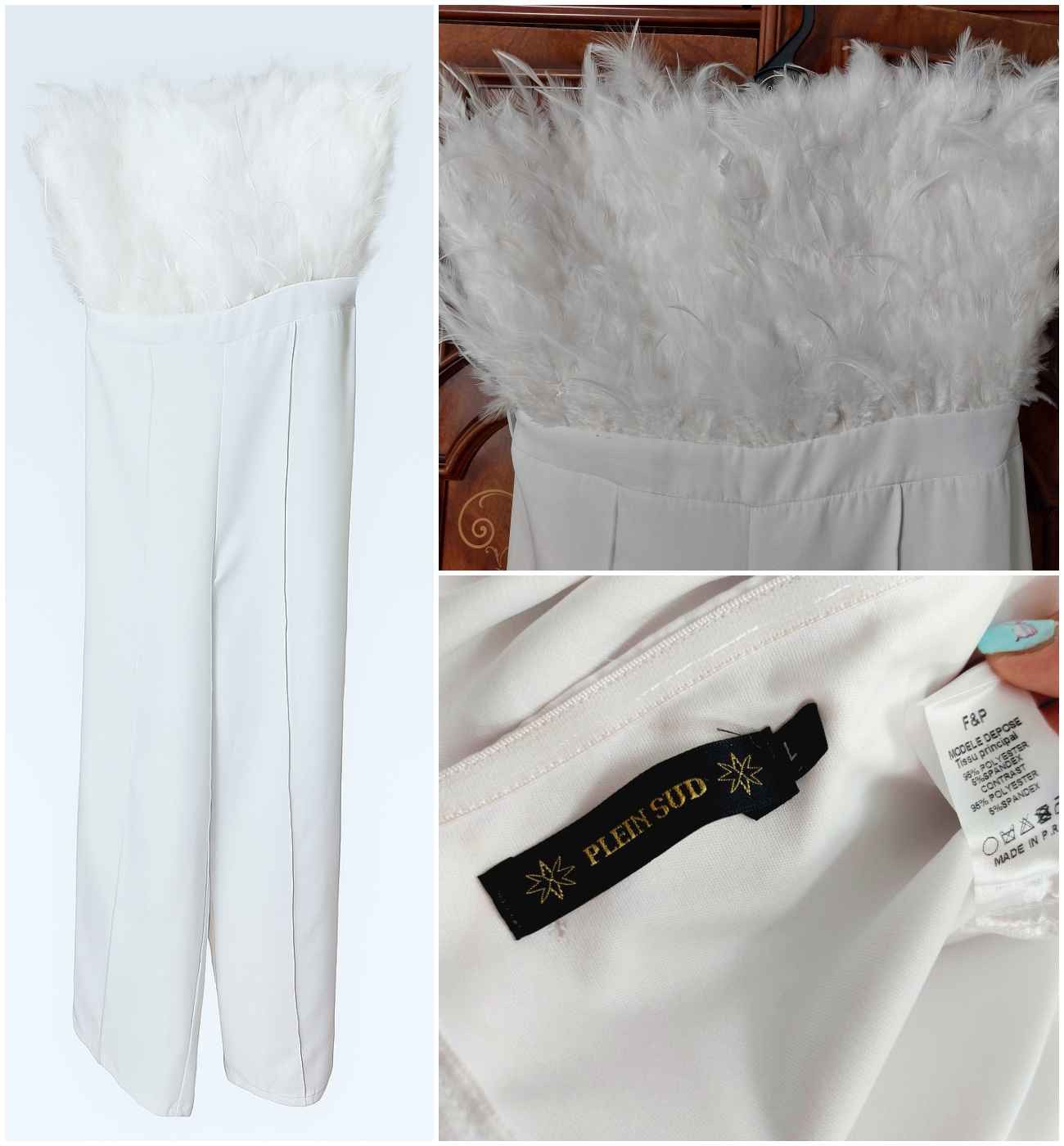 plein sud Plein Sud Faycal Amor White Feather Jumpsuit Dress Size 32" / US 10 / IT 46 - 1 Thumbnail