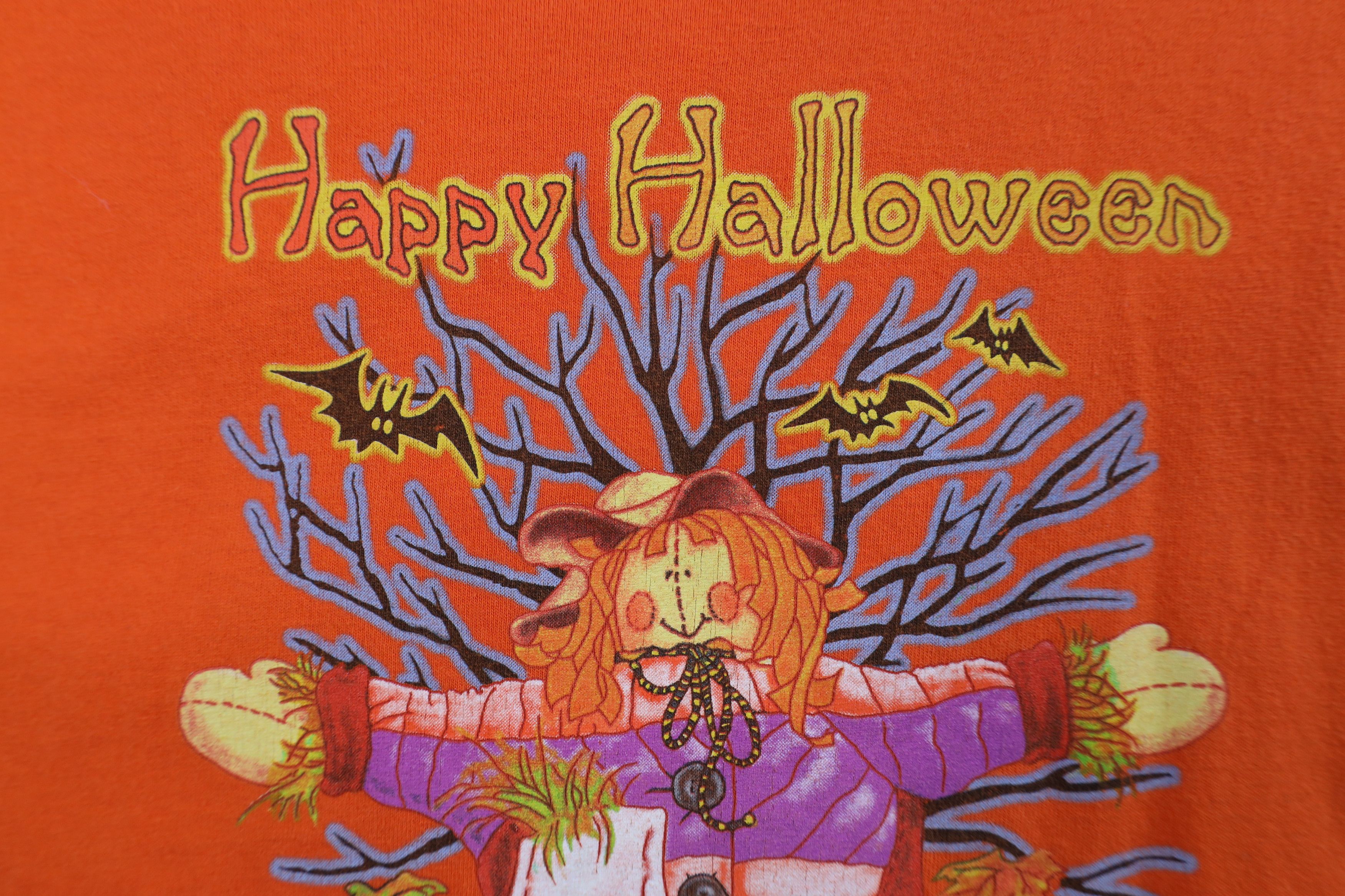 Vintage Vintage 90s Y2K Streetwear Halloween T-Shirt Orange Cotton Size XL / US 12-14 / IT 48-50 - 5 Thumbnail