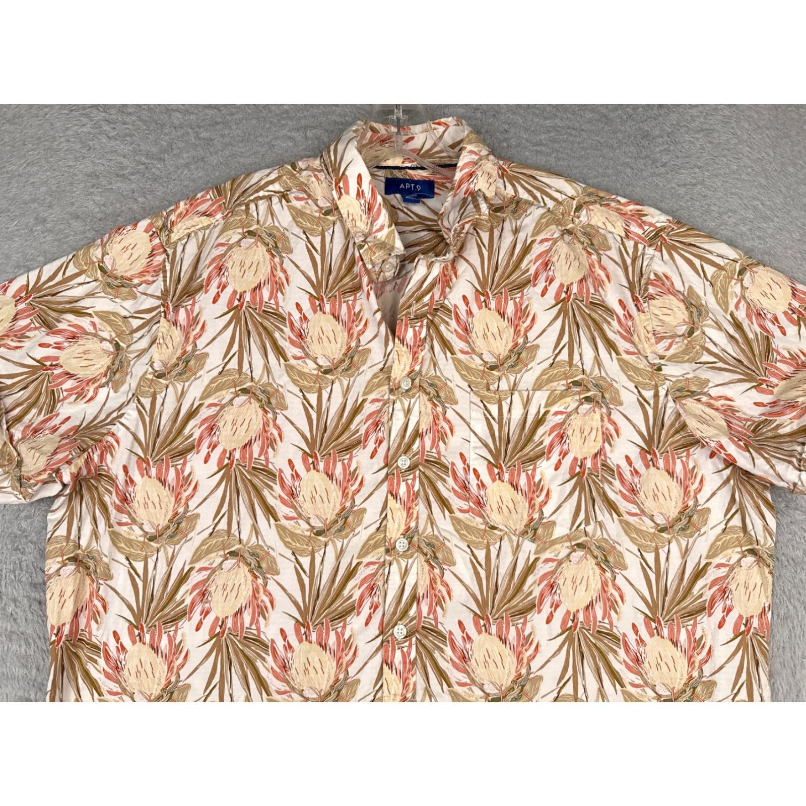 Vintage APT 9 Shirt Men Hawaiian Floral 2XL XXL White Beige Red Cotton Blend Button Up Size US XXL / EU 58 / 5 - 4 Thumbnail
