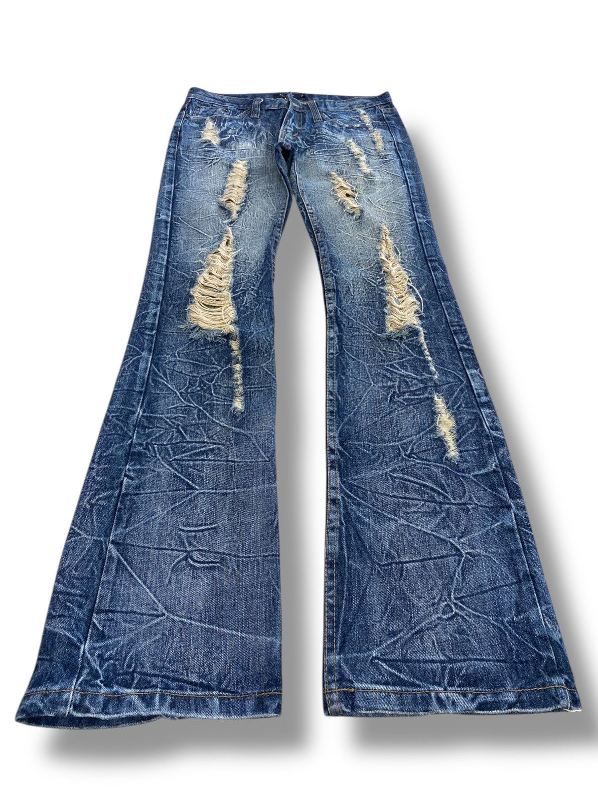 Japanese Brand Japanese Brand Thunder Wash Distressed Style Flare Jeans Size US 33 - 1 Thumbnail