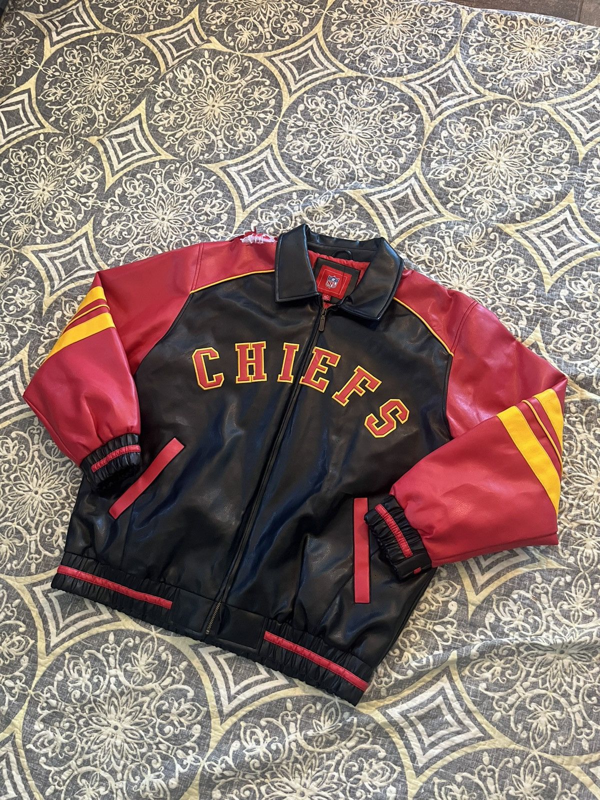 image of Nfl x Vintage Kansas City Chiefs Leather Jacket in Red, Men's (Size Large)