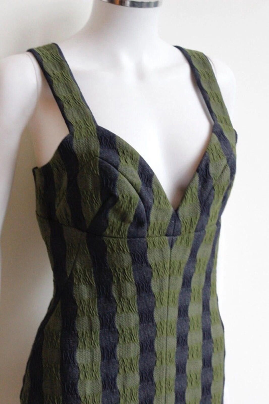 Other Victoria Beckham Gingham Navy Khaki stretch-knit dress UK 10 Size M / US 6-8 / IT 42-44 - 2 Thumbnail