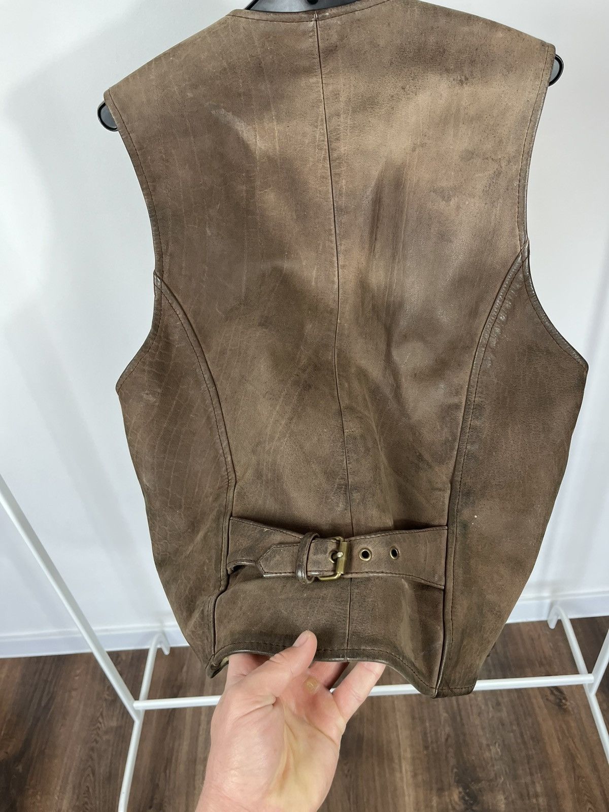 Leather Vintage Distressed Leather Vest Brown Biker Western 48 Size US M / EU 48-50 / 2 - 15 Thumbnail