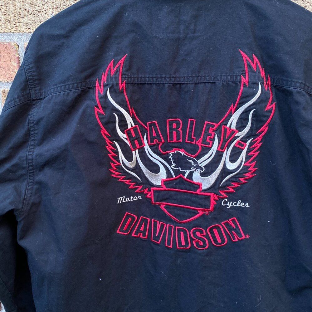 Harley Davidson × Vintage Vintage 90s Y2K Harley Davidson Embroidered Shirt Jacket Me Size US M / EU 48-50 / 2 - 5 Thumbnail