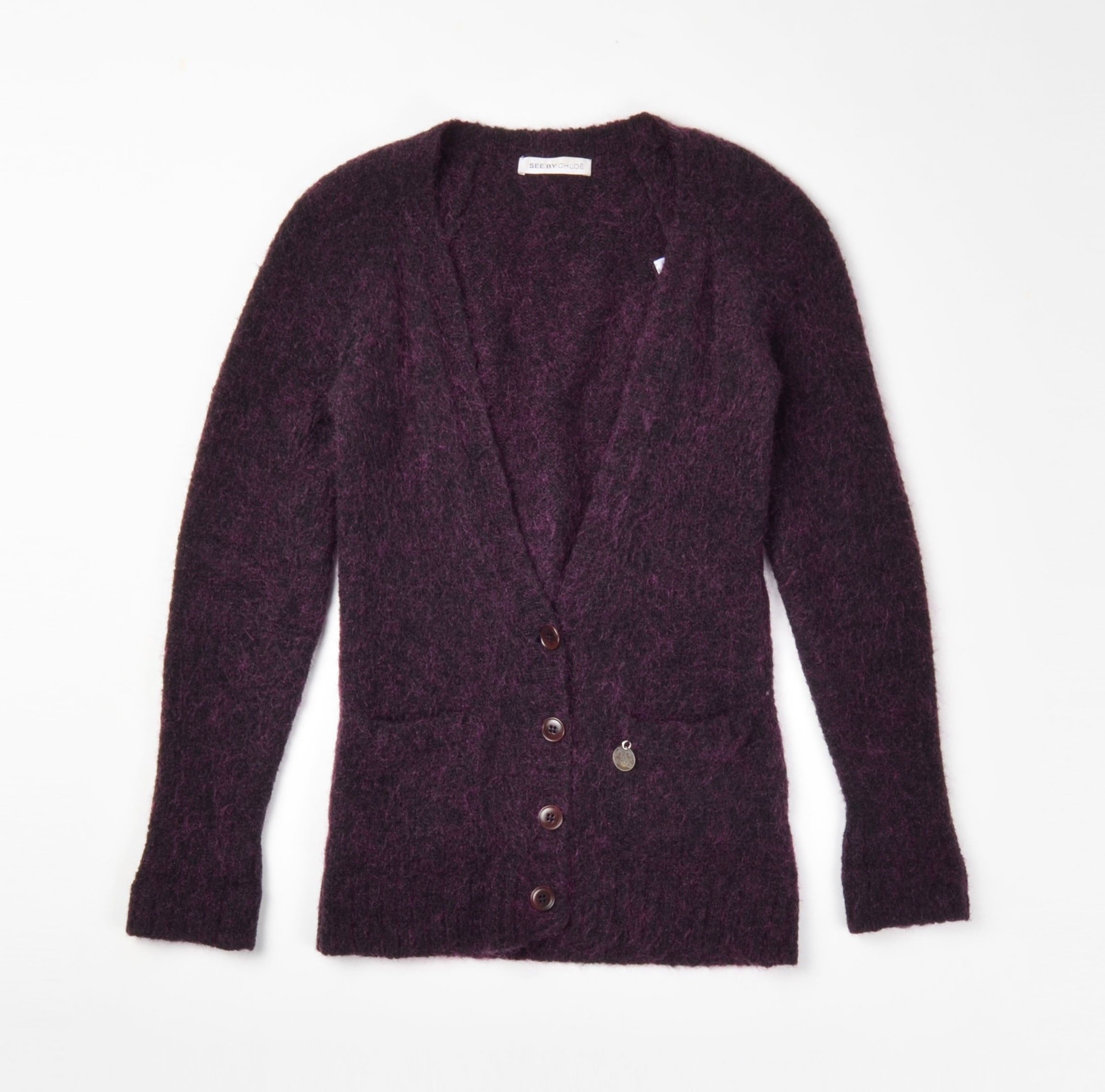 See by Chloe See by Chloe V-Neck Wool Mohair Blend Long Sleeve Cradigan Size S / US 4 / IT 40 - 4 Thumbnail