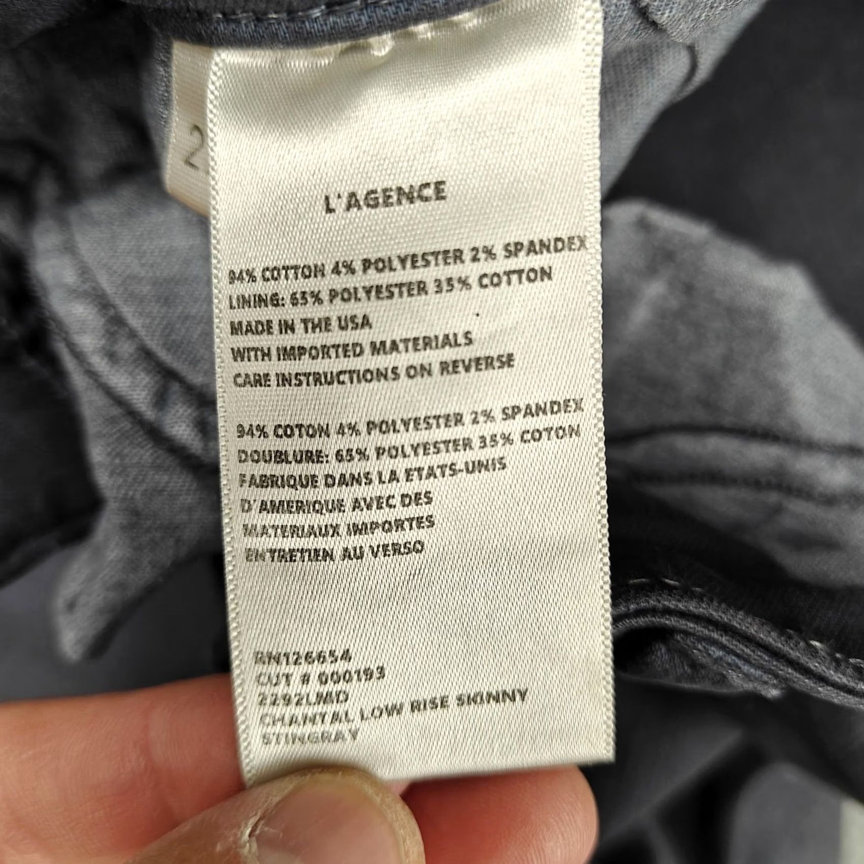 L'AGENCE L'Agence Jeans Womens 27 Gray Charcoal Wash Low Rise Skinny Stretch Denim Jeans Size 27" / US 4 / IT 40 - 4 Thumbnail