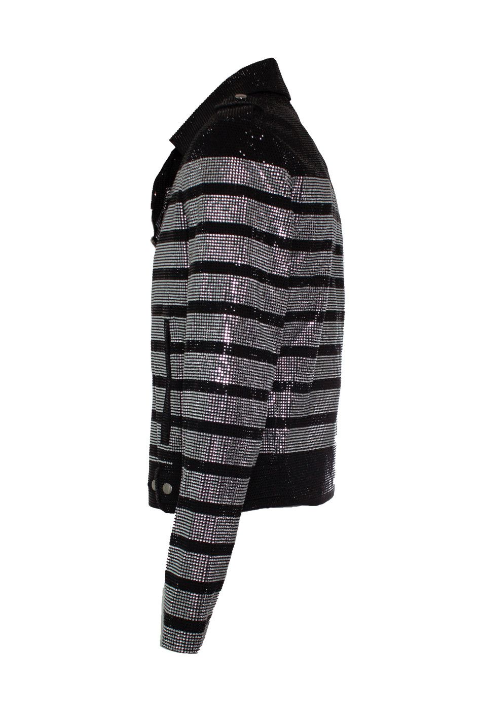 Balmain Balmain, striped rhinestone biker jacket Size US L / EU 52-54 / 3 - 4 Thumbnail