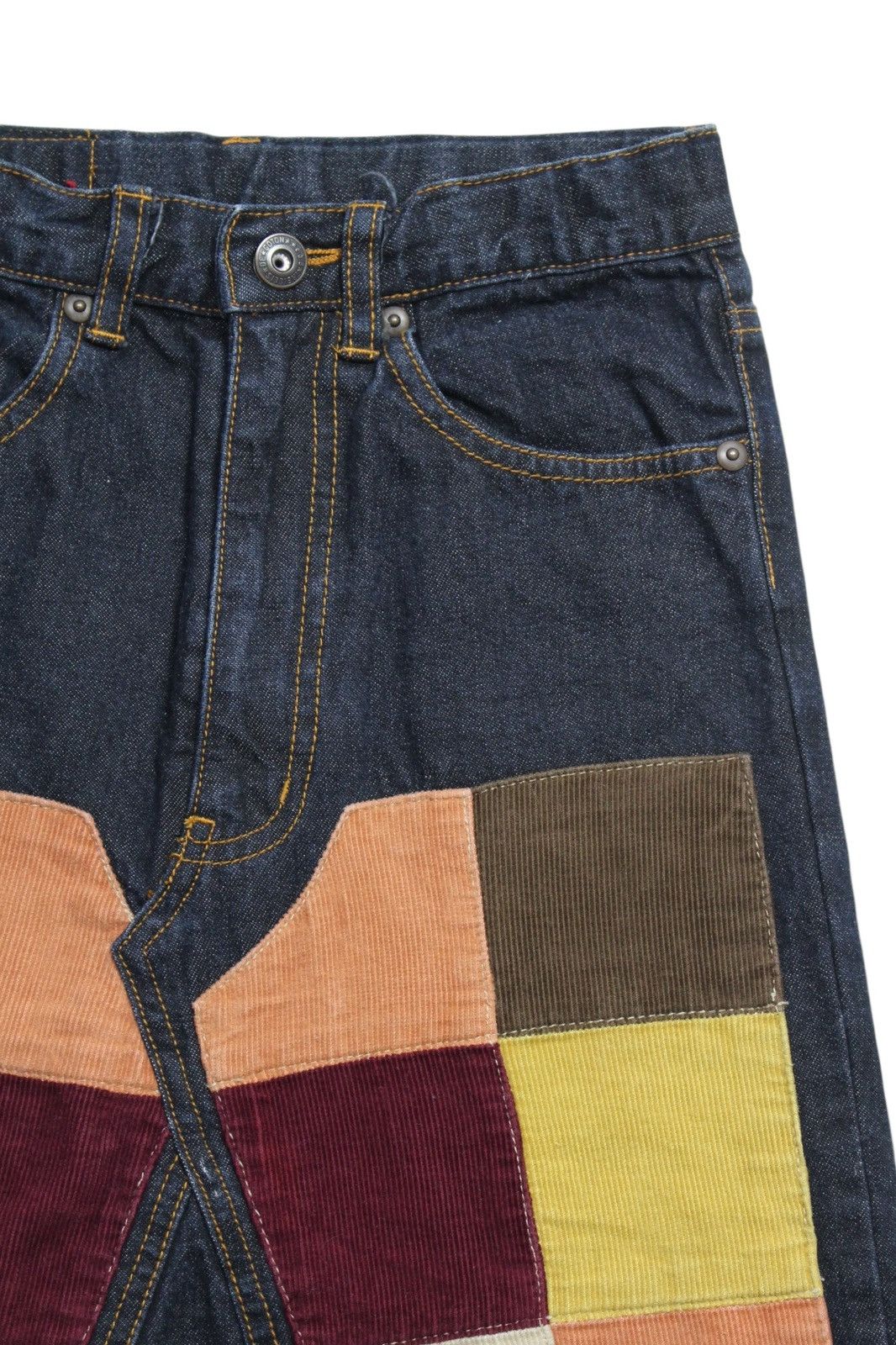 Japanese Brand DU COURAGE PATCHWORK CORDUROY DENIM SKIRTS ( BEBE CO ) Size 31" - 3 Thumbnail