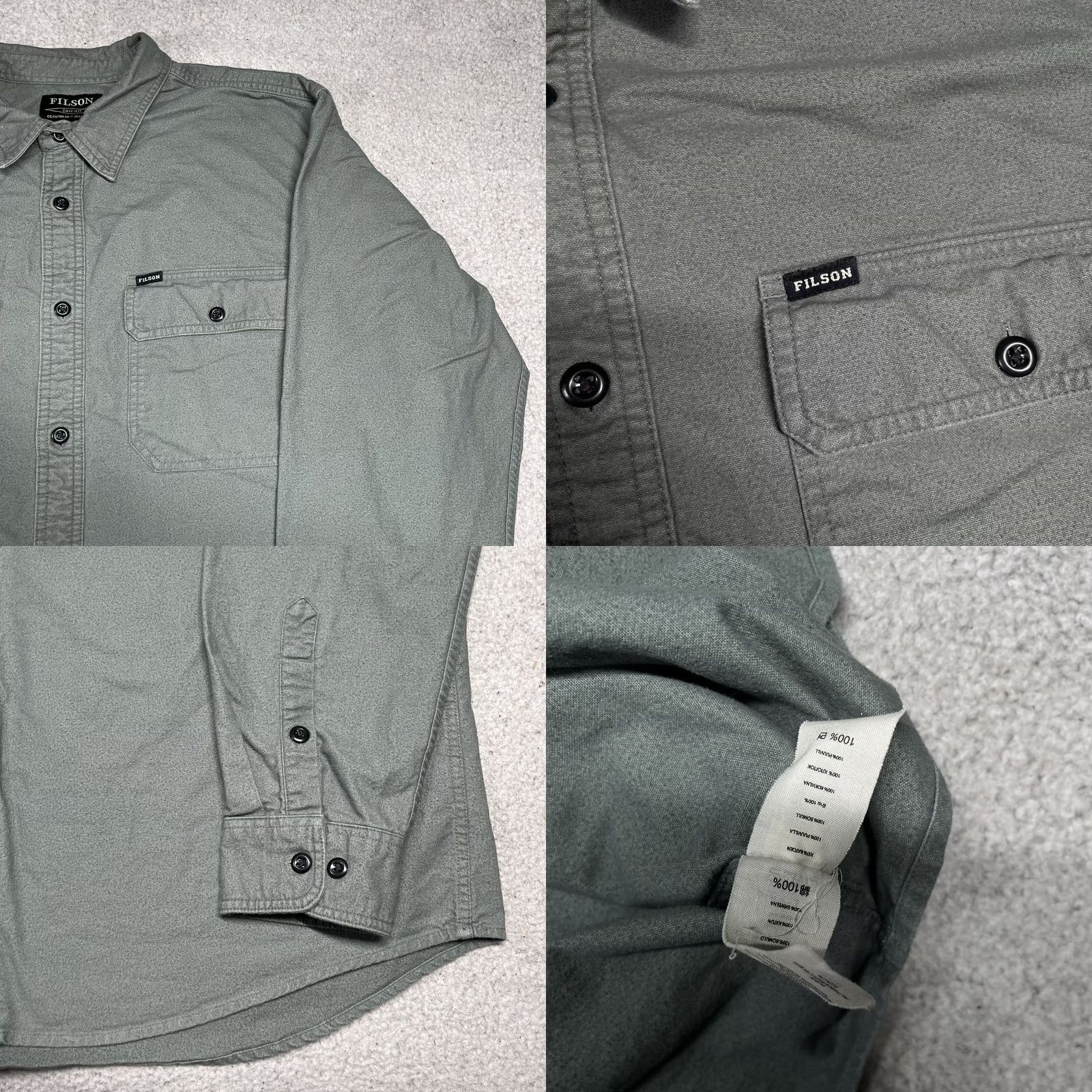 Filson Filson Shirt Mens 2XL Green Cotton Long Sleeve Button Outdoor Field Flannel Work Size US XXL / EU 58 / 5 - 8 Thumbnail