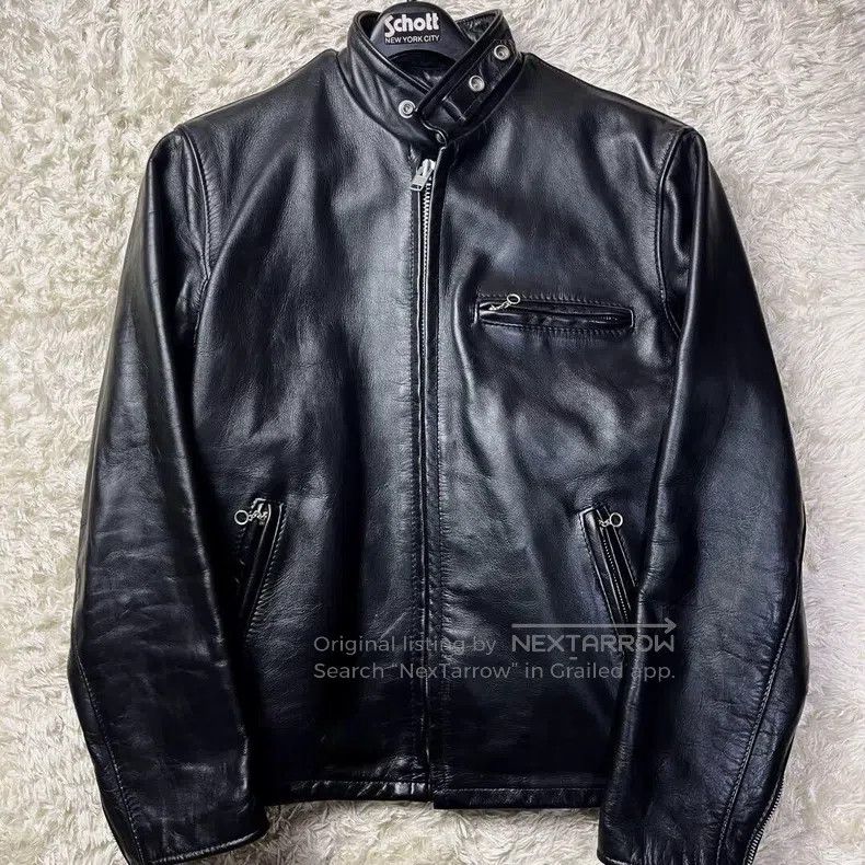 Schott Straight stand-up collar leather jacket