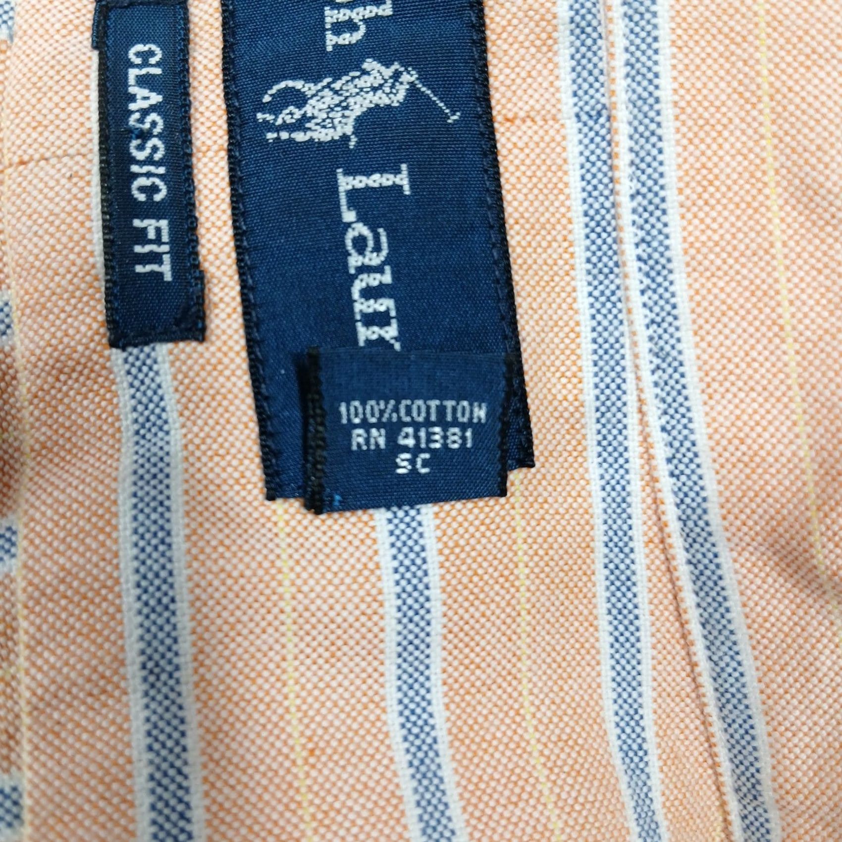Ralph Lauren Polo Ralph Lauren Dress Shirt Classic Fit Men's 18 36/37 Orange Blue Stripe Button-Down Long Sleeve Cotton 100% Size US XXL / EU 58 / 5 - 4 Thumbnail