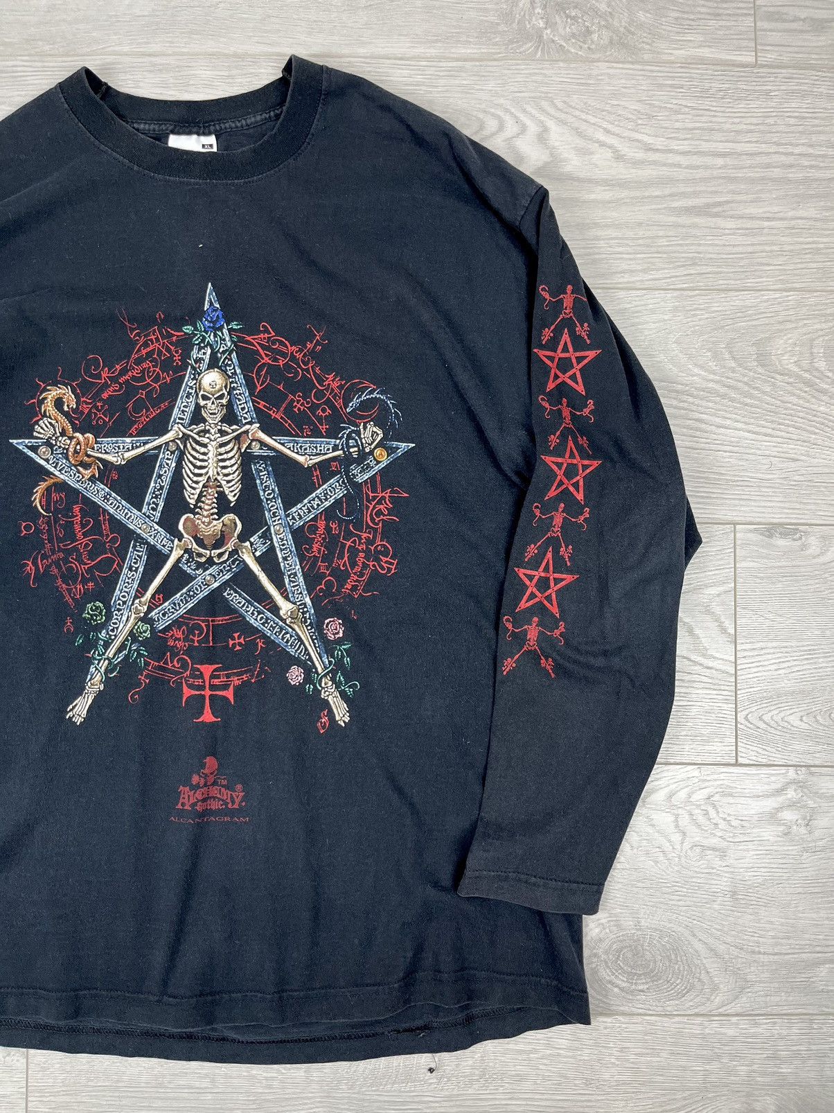 Vintage Alchemy Gothic Vintage Black Y2K Skull Longsleeve Shirt Size US XL / EU 56 / 4 - 2 Thumbnail