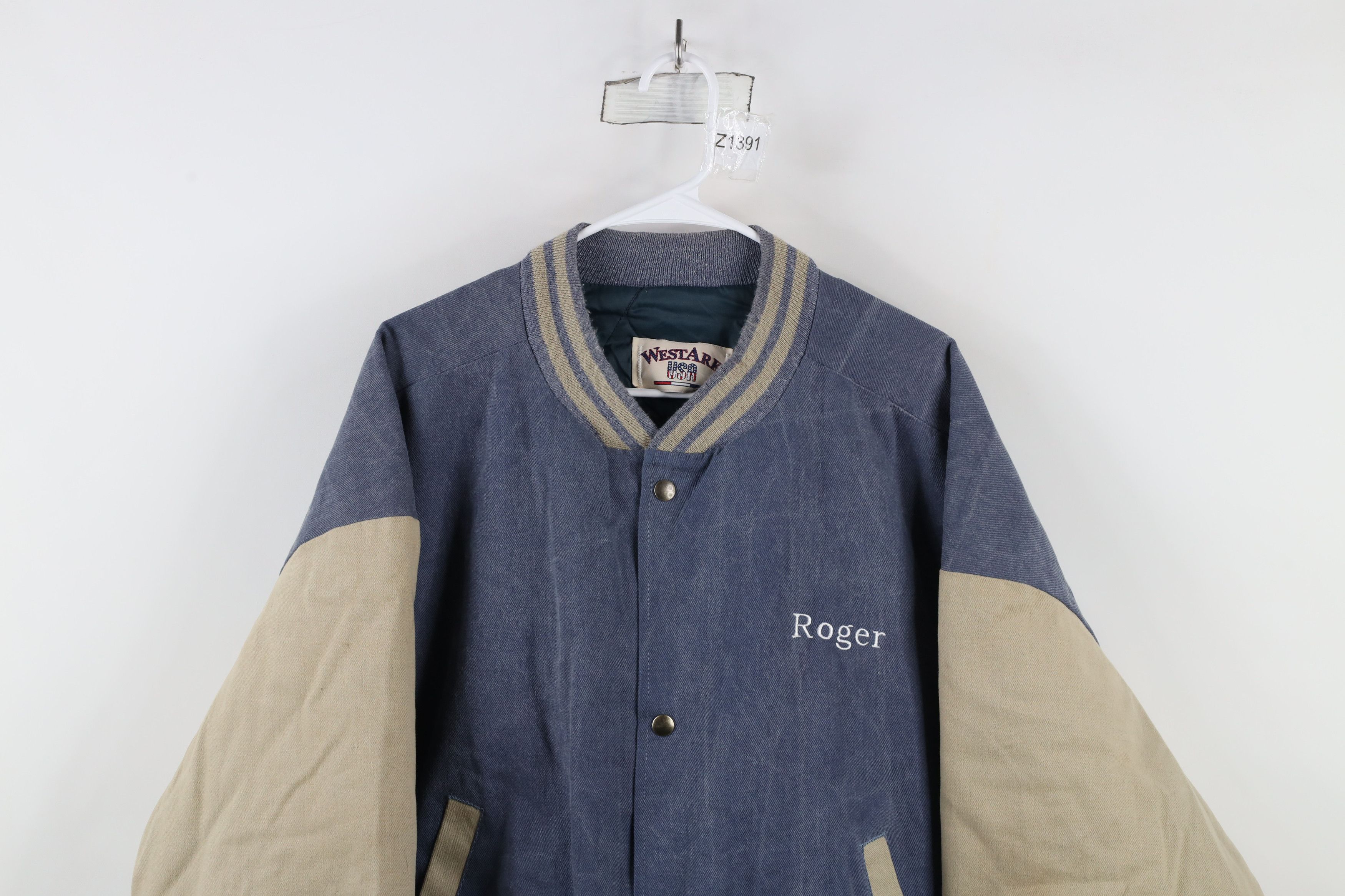 Vintage Vintage 90s Streetwear Construction Varsity Bomber Jacket Size US L / EU 52-54 / 3 - 2 Thumbnail
