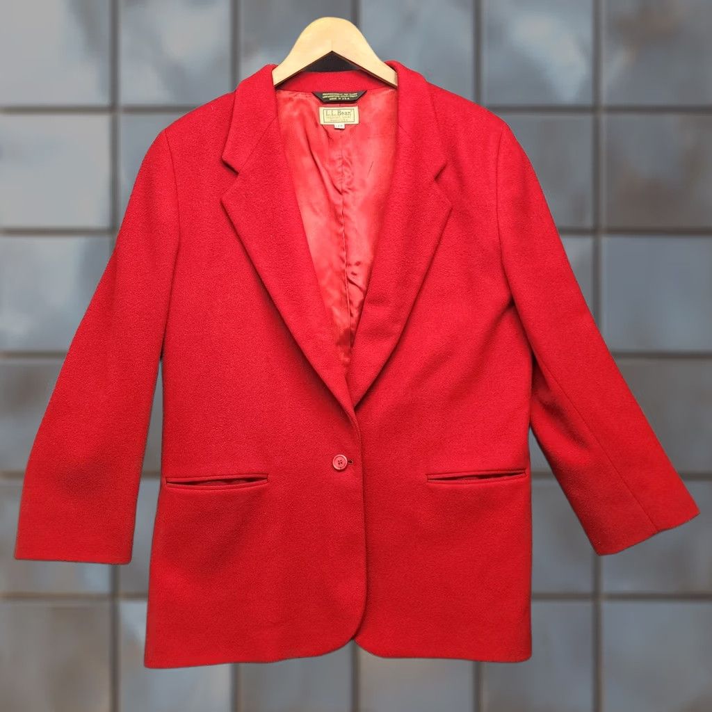 Vintage LL Bean Blazer Womens 12 R Red Single Button Lined Notch Lapel Cardigan? No, Blazer. Size XL / US 12-14 / IT 48-50 - 1 Thumbnail