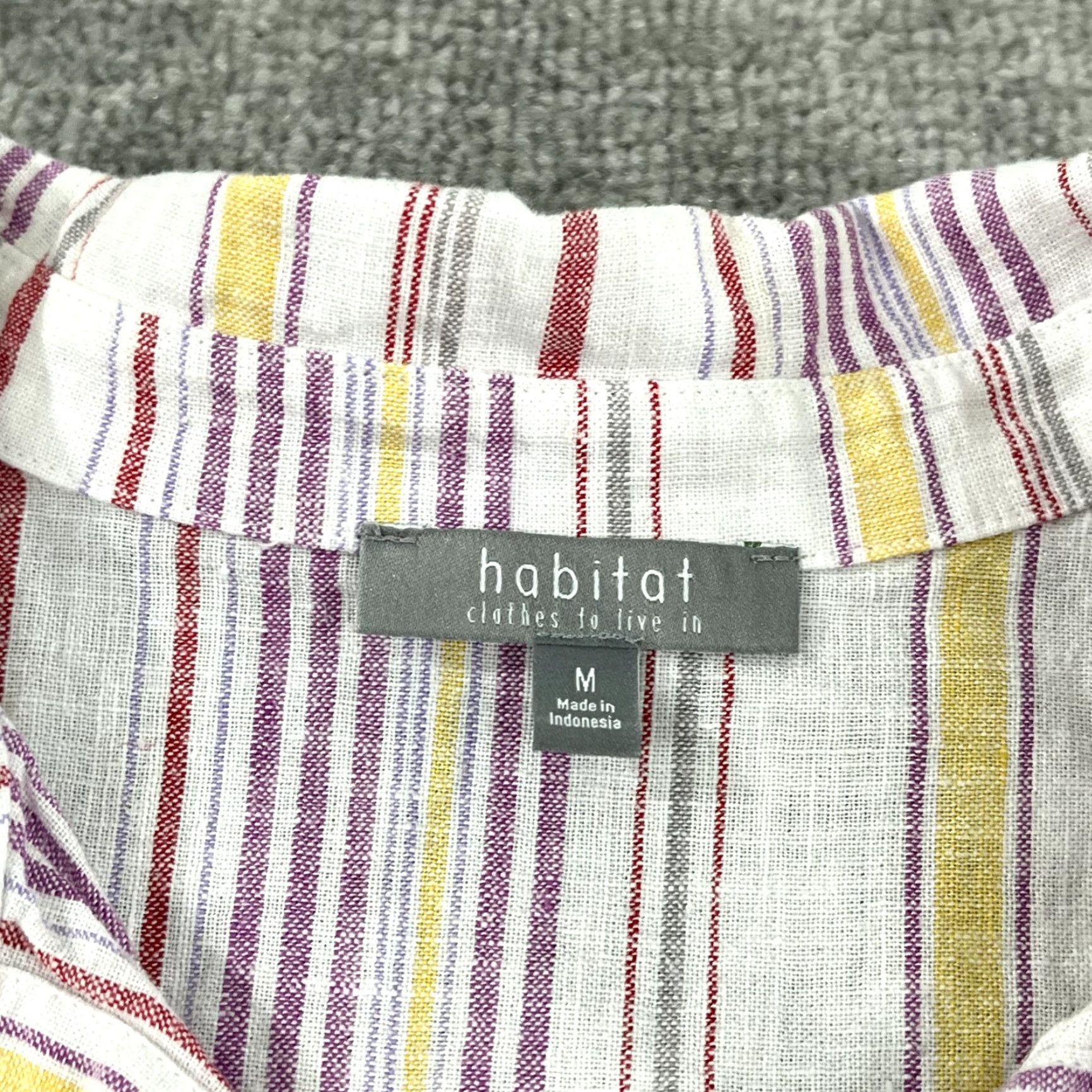 Habitat Habitat Shirt Womens M Striped Linen Cotton Blend Roll Tab Tunic Top Casual Travel Workwear Modern Classic Outdoors Size M / US 6-8 / IT 42-44 - 2 Thumbnail