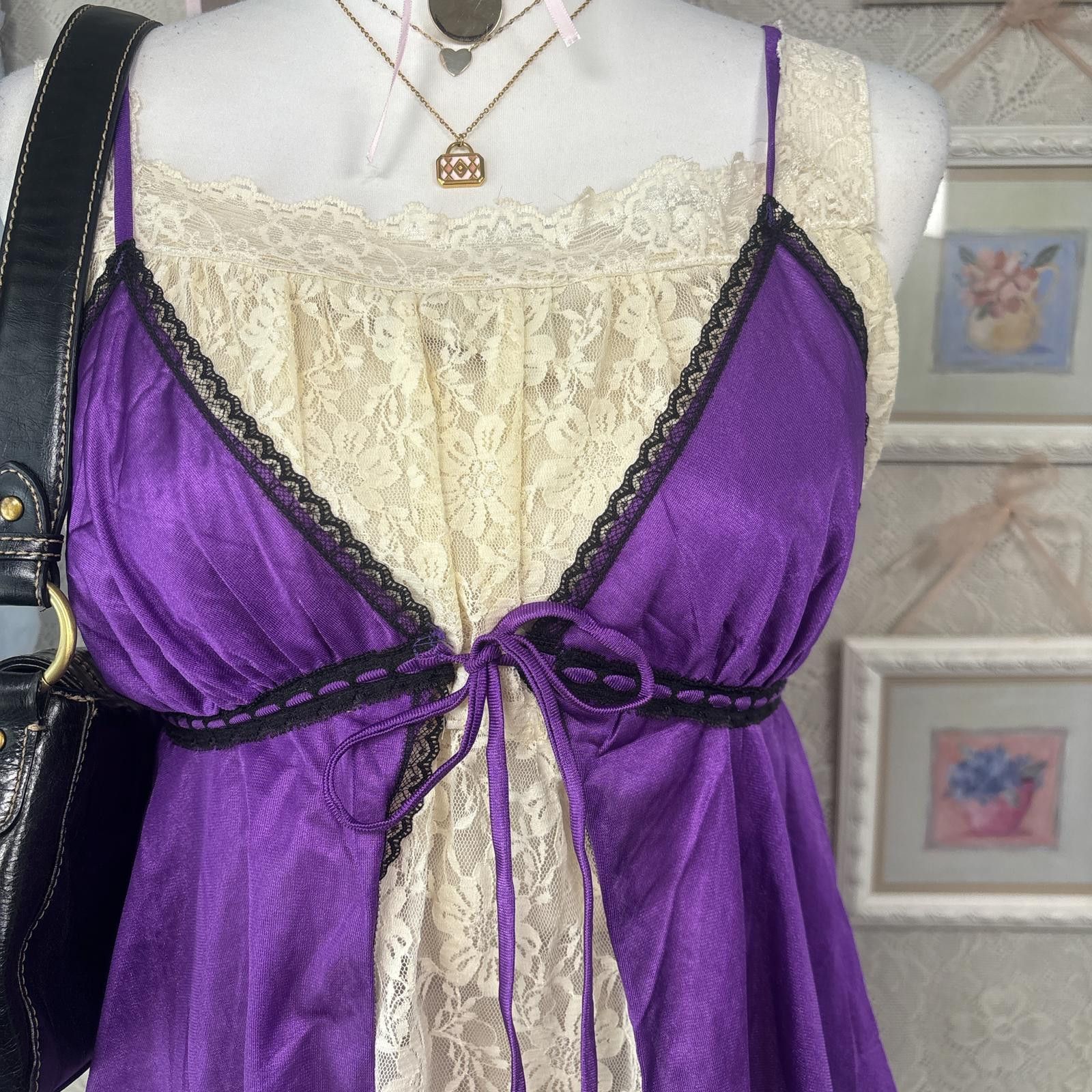 Other vintage purple lace tie up slip top Size S / US 4 / IT 40 - 2 Thumbnail