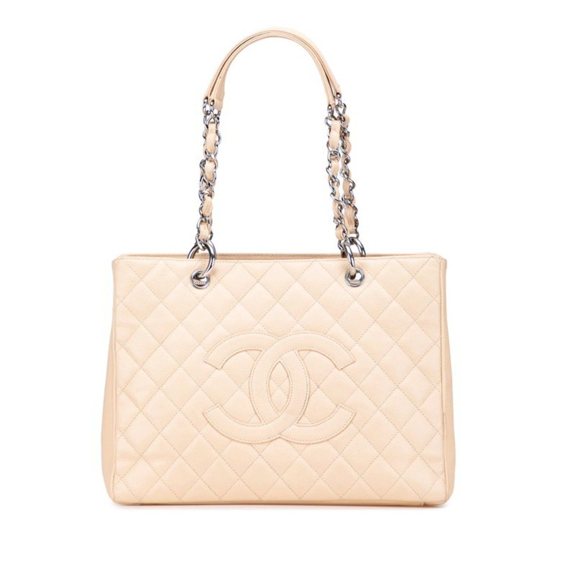 Chanel CHANEL Matelasse Coco Mark Chain Tote Bag in Beige Caviar Leather for Women Size ONE SIZE - 1 Thumbnail