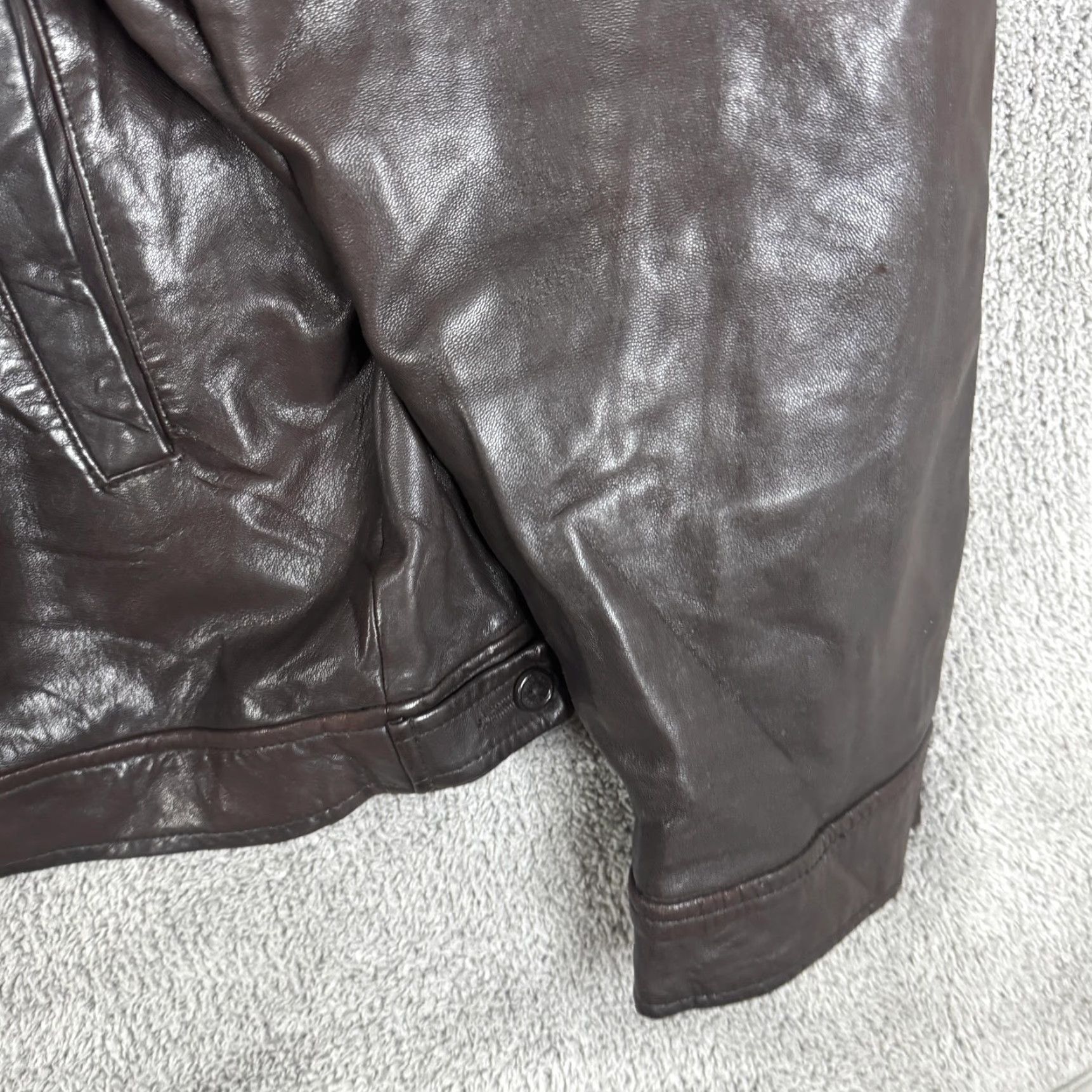 Polo Ralph Lauren Polo by Ralph Lauren Jacket Mens 2XL Brown Leather Bomber Full Zip Lined Casual Size US XXL / EU 58 / 5 - 3 Thumbnail