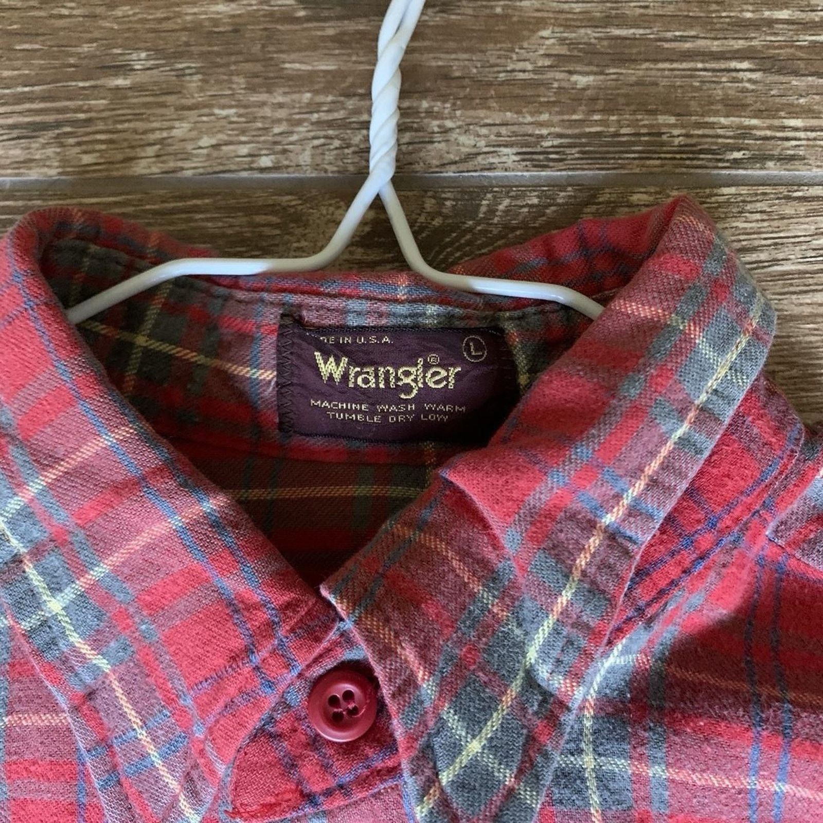 Wrangler Vtg 70s 80s Wrangler Made In USA Plaid Flannel Size Large Size US L / EU 52-54 / 3 - 4 Thumbnail