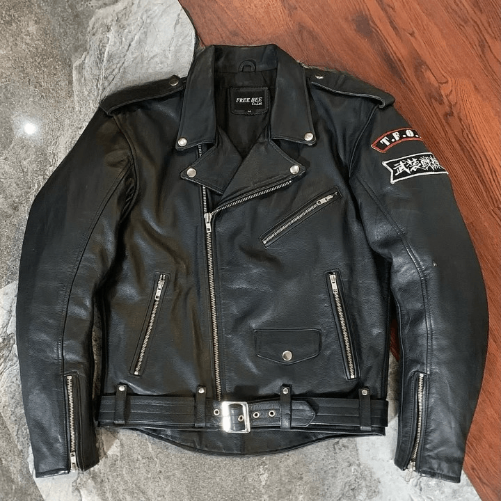 Genuine Leather × Japanese Brand Japan T.F.O.A Leather Biker Jacket Size US M / EU 48-50 / 2 - 2 Thumbnail