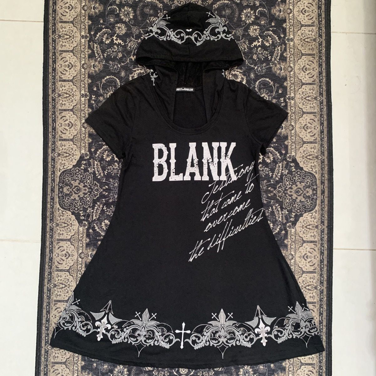 Y2K Emo Gothic Cross Pattern Ghost Of Harlem Midi Dress
