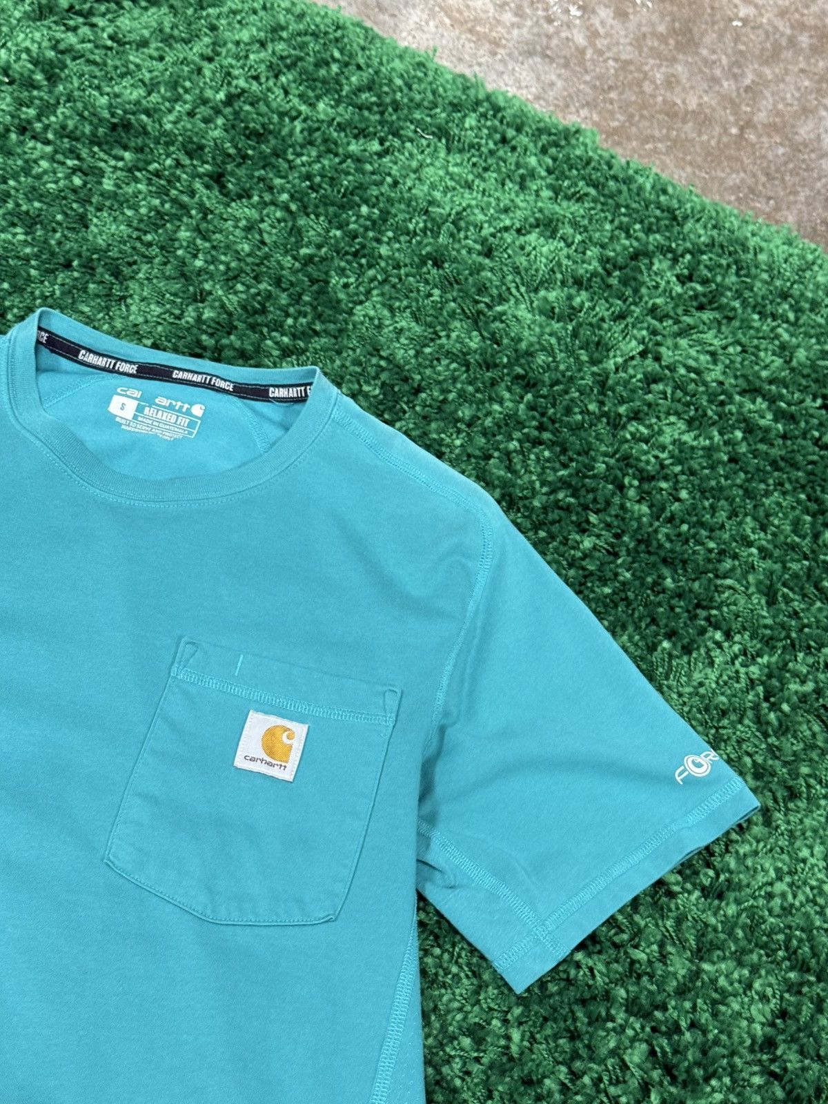 Carhartt Carhartt Force Teal Green / Blue Pocket Logo Patch Tee Small Size US S / EU 44-46 / 1 - 2 Thumbnail