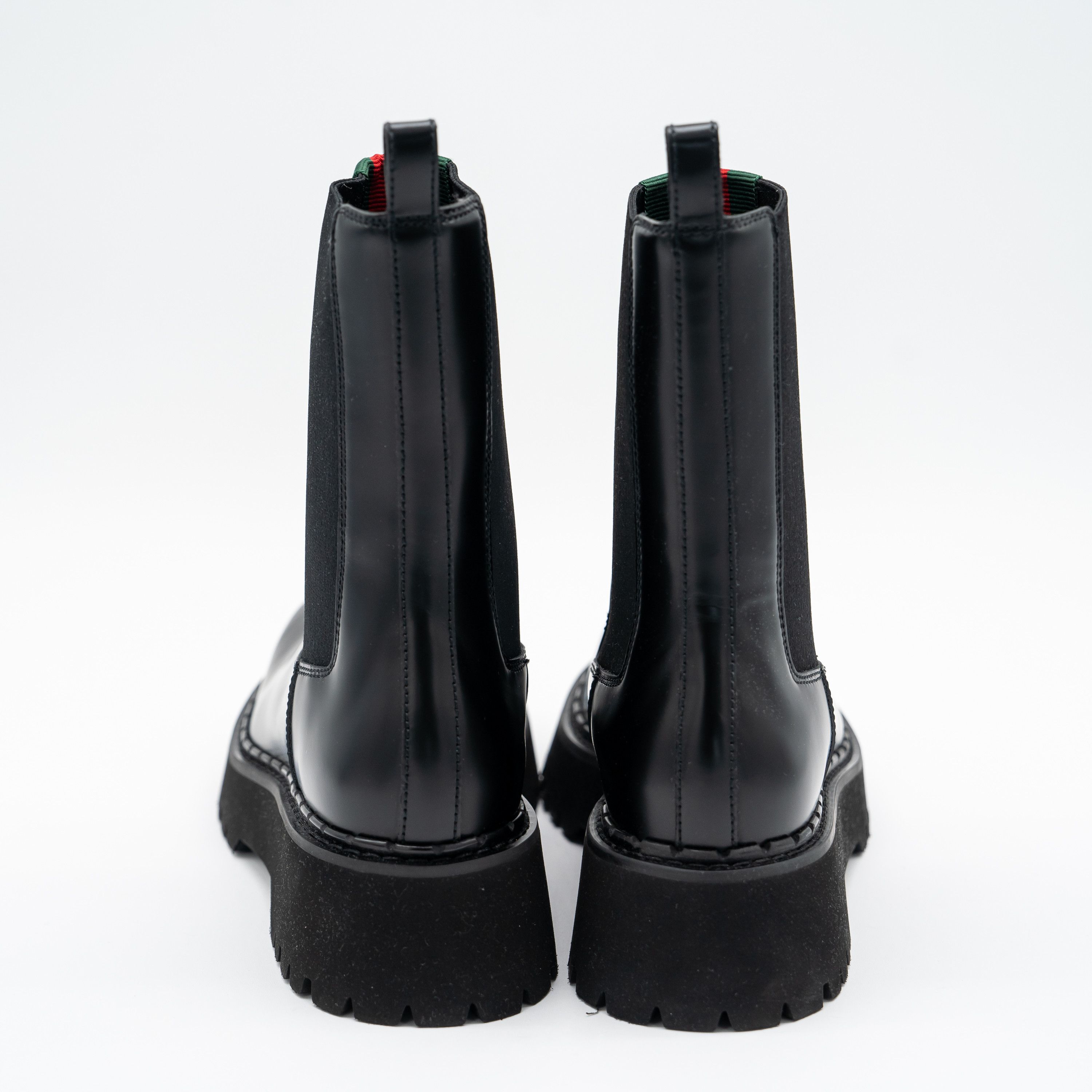 Gucci 8 US Gucci Chelsea Web Black Calf Leather Boots Size US 8 / IT 38 - 4 Thumbnail
