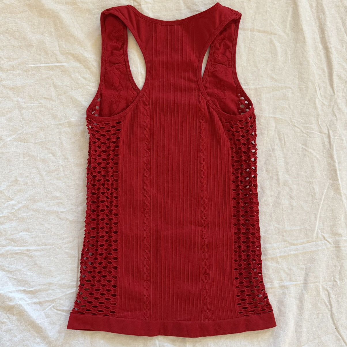 Other F&F Red Jacquard Ribbed Bodycon Tank Cutout Sides One Size Size ONE SIZE - 5 Thumbnail