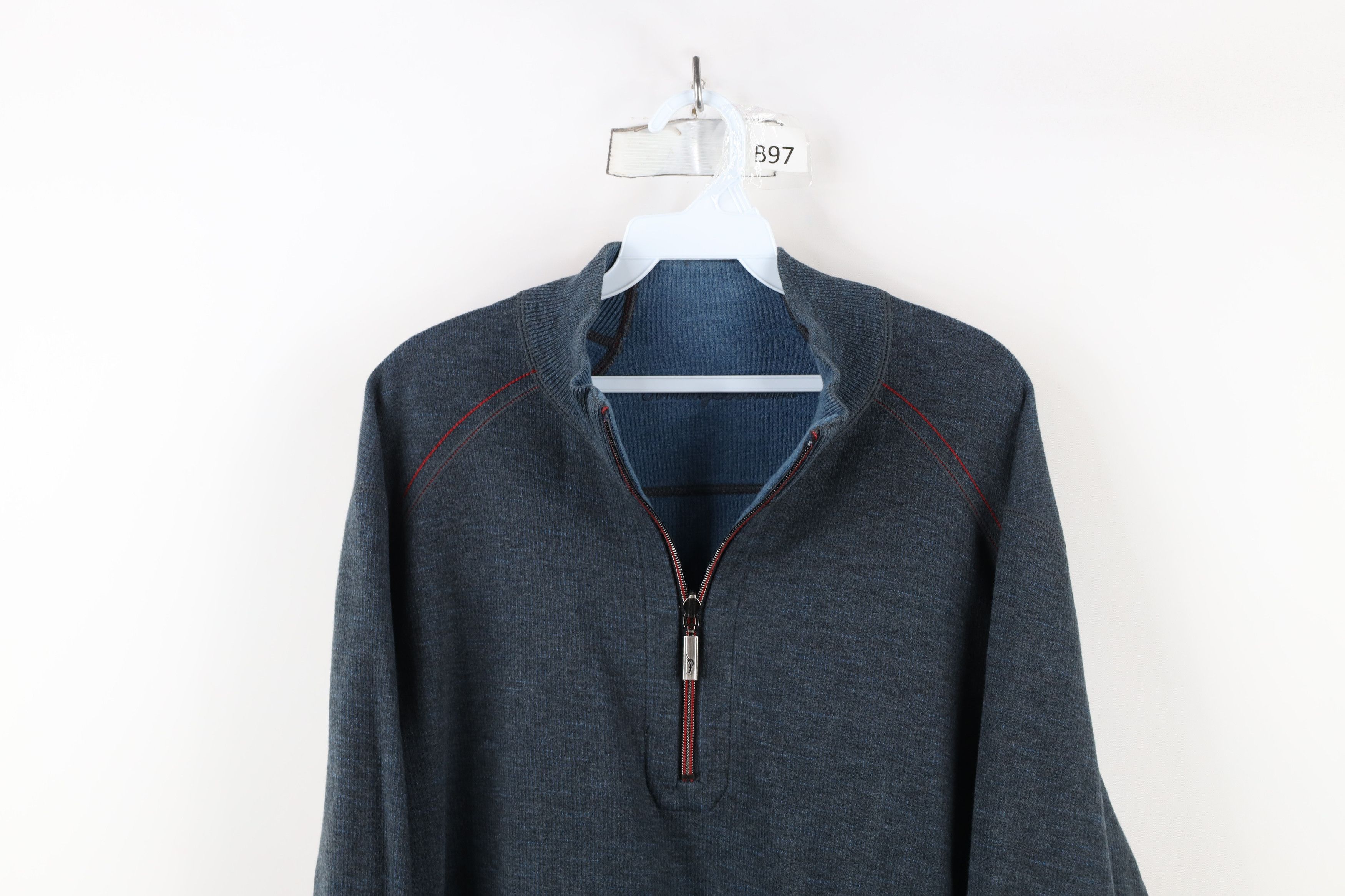 Tommy Bahama × Vintage Vintage Tommy Bahama Reversible Ribbed Knit Half Zip Sweater Size US XL / EU 56 / 4 - 2 Thumbnail