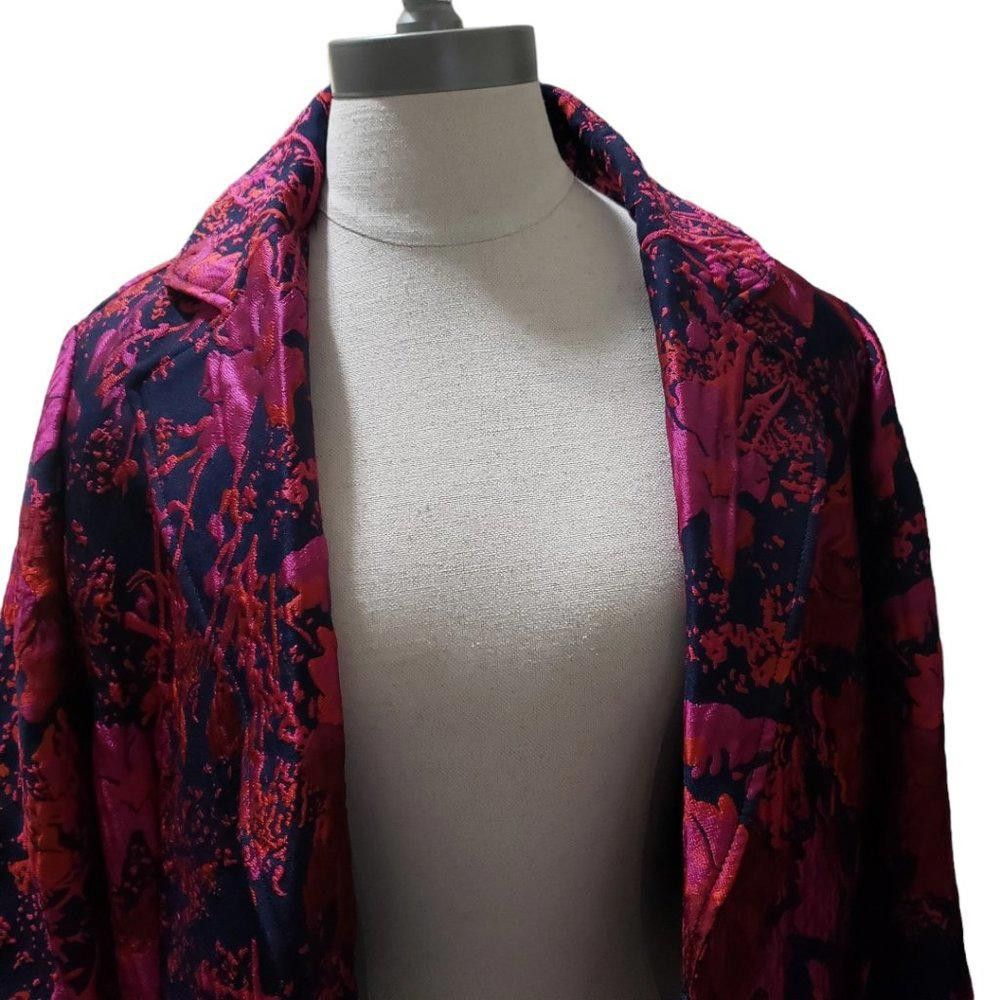 Chicos CT819 Chico's Tapestry Mid-thigh Fuchsia & Black Blazer Size XL / US 12-14 / IT 48-50 - 2 Thumbnail