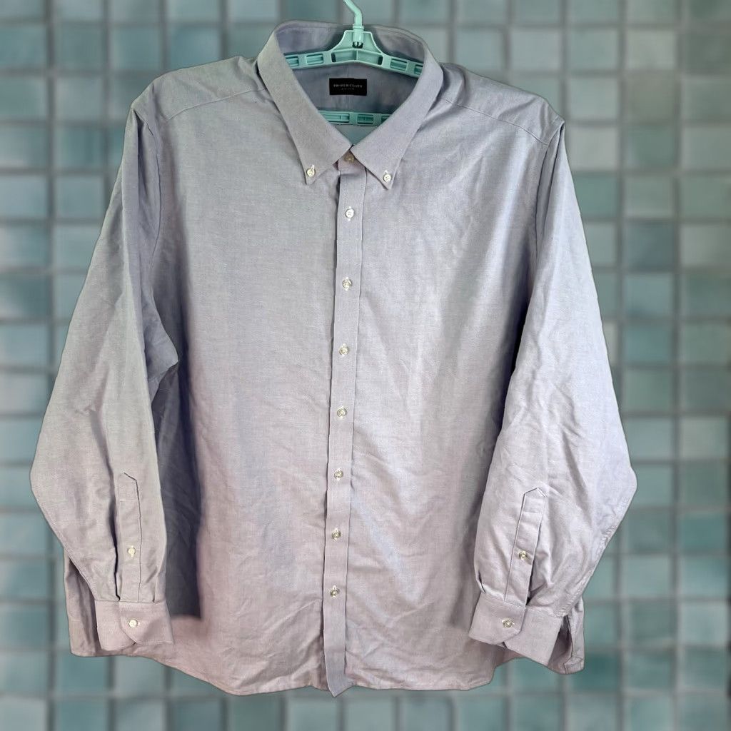 CLOT Proper Cloth Solid Blue Button-Down Shirt Men's 4XL Cotton Long Sleeve Casual Size US XXL / EU 58 / 5 - 1 Thumbnail