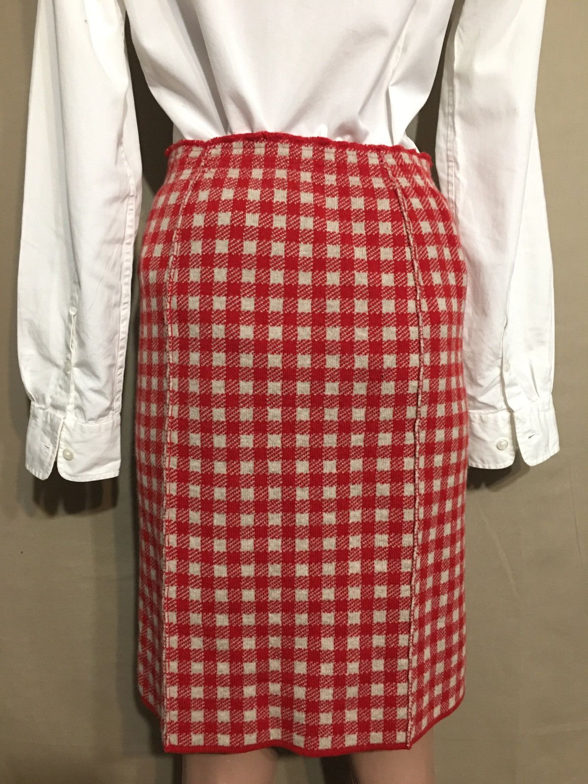 Other MORESI Como Italy Cashmere Red Check Skirt Size S Size 26" / US 2 / IT 38 - 6 Thumbnail