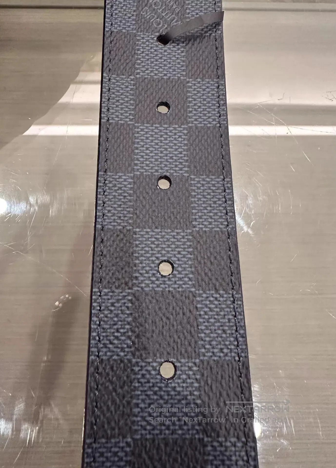 Louis Vuitton Checkered Pattern Belt with Metallic Buckle. Size ONE SIZE - 6 Thumbnail