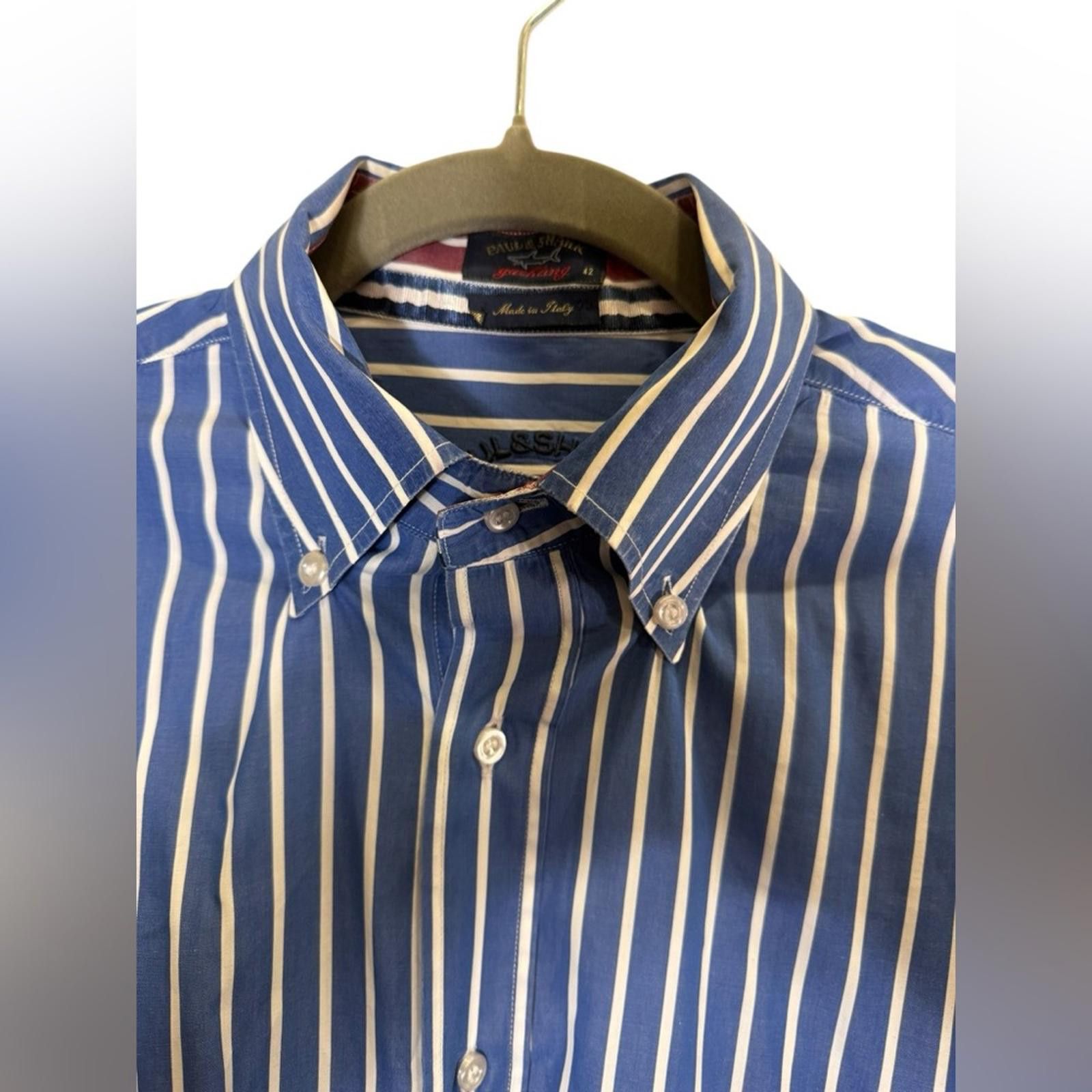 Paul & Shark Paul & Shark Men’s Navy and White Striped Shirt sz 42 Size US L / EU 52-54 / 3 - 2 Thumbnail