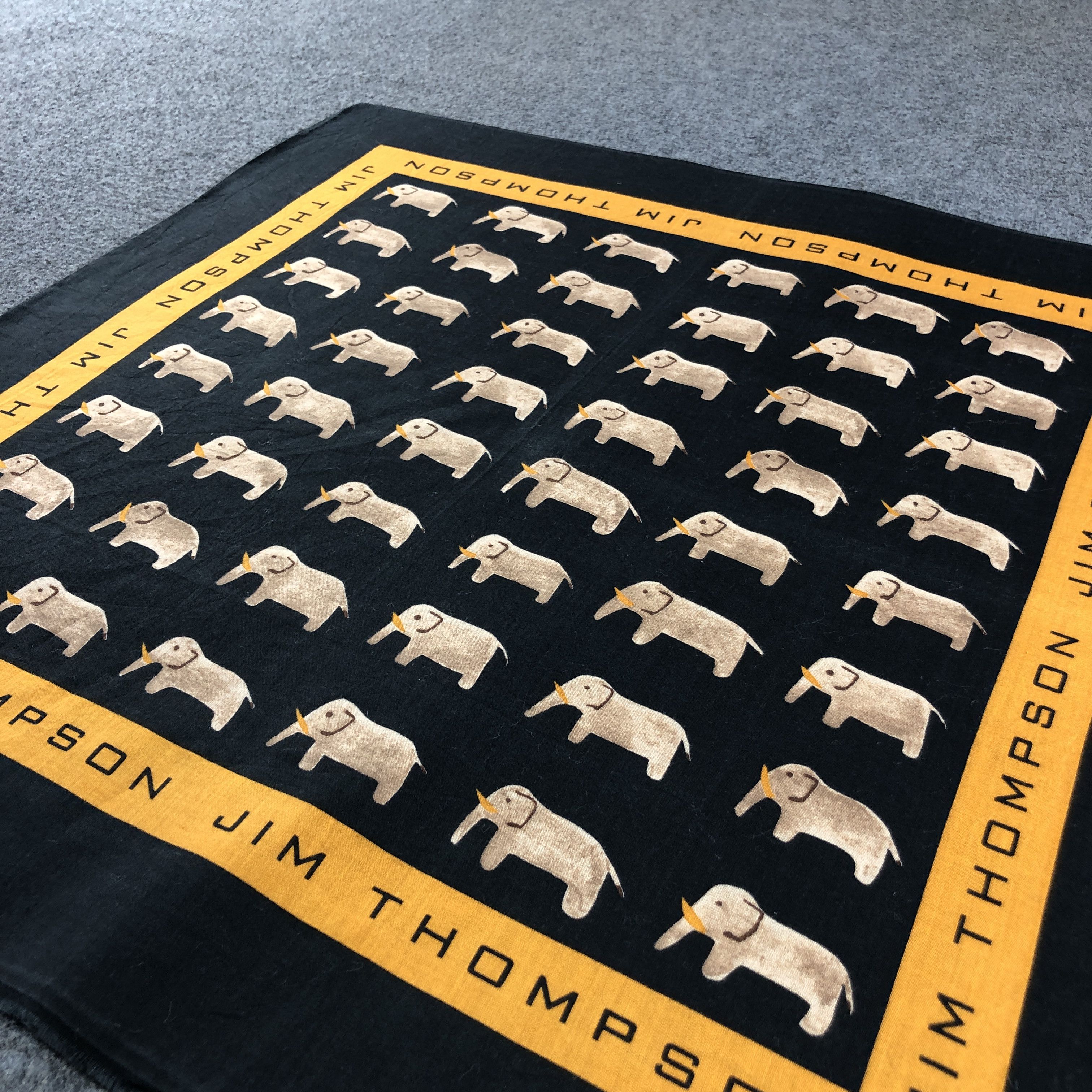 Jim Thompson × Vintage Jim Thompson Elephant Handkerchief Neckerchief Bandana H2757 Size ONE SIZE - 3 Thumbnail