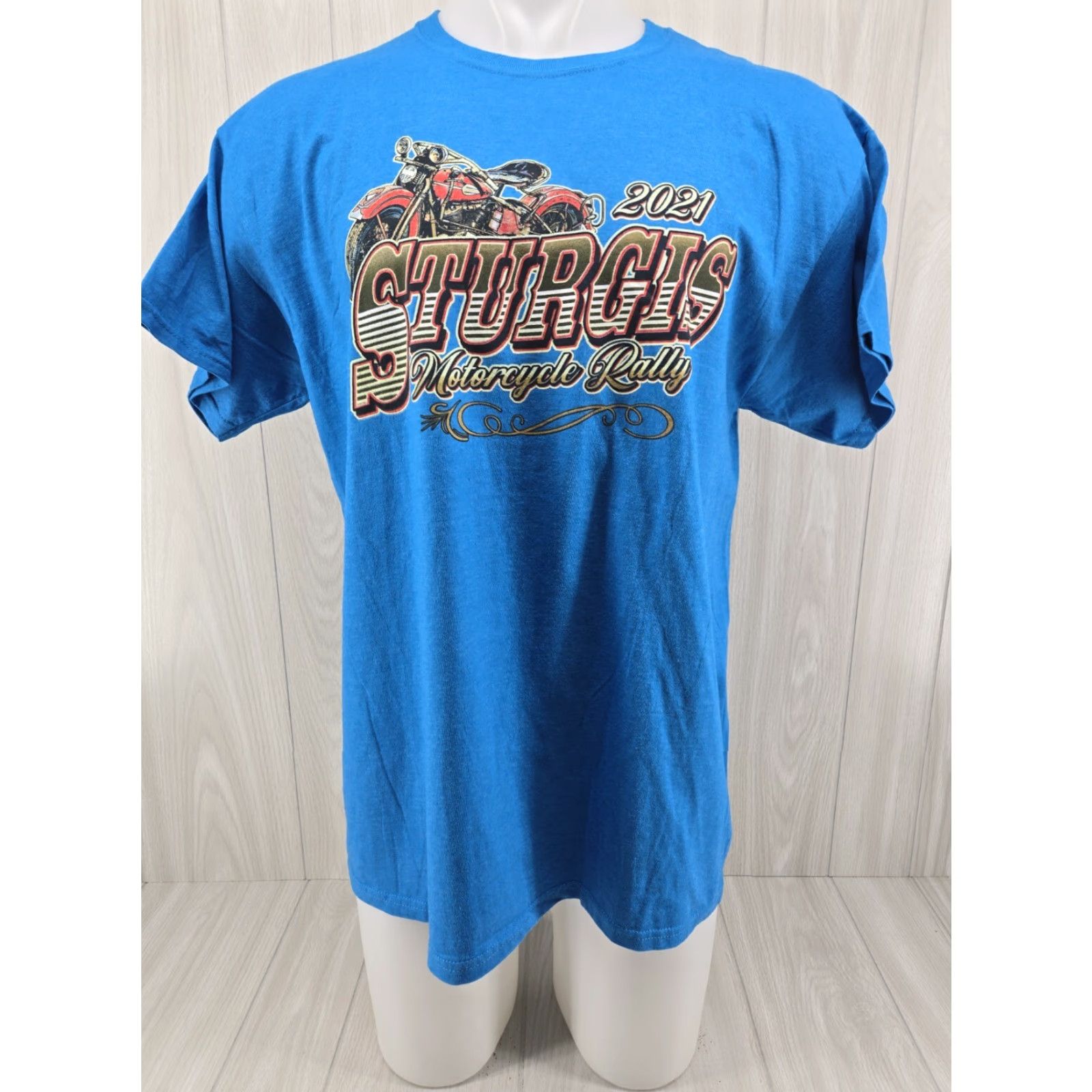 Fruit Of The Loom Sturgis 2021 Motorcycle Rally Blue Shirt Men’s Large 81st Graphic Print Cotton T-Shirt Size US L / EU 52-54 / 3 - 2 Thumbnail