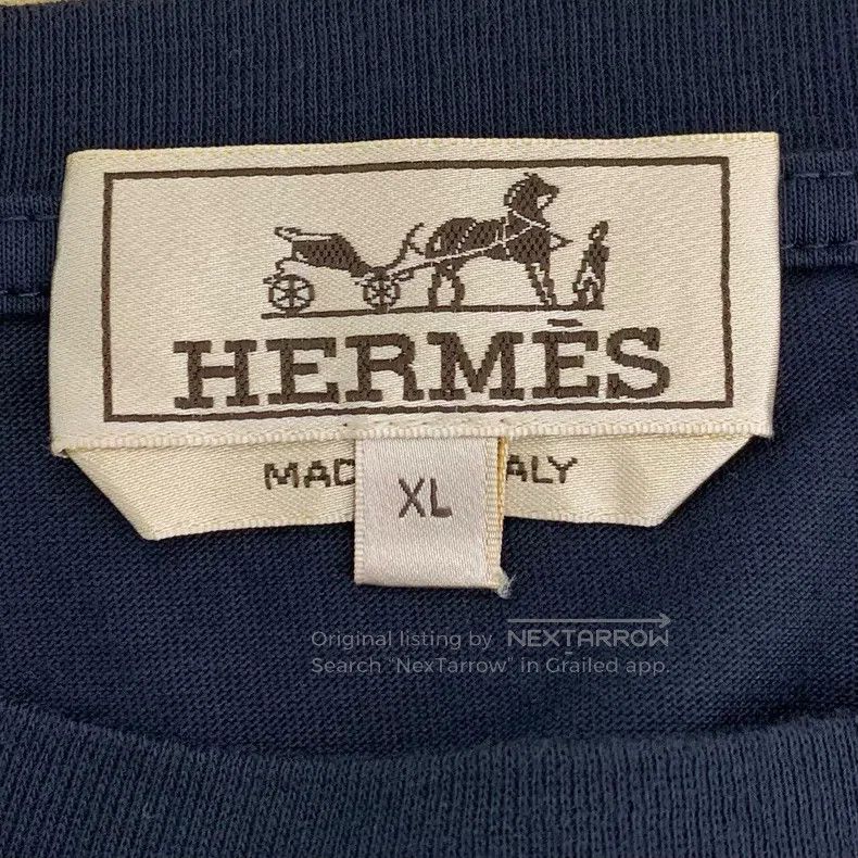 Hermes Hermes Mechanical horse design round-neck navy blue cotton Size US XL / EU 56 / 4 - 5 Thumbnail