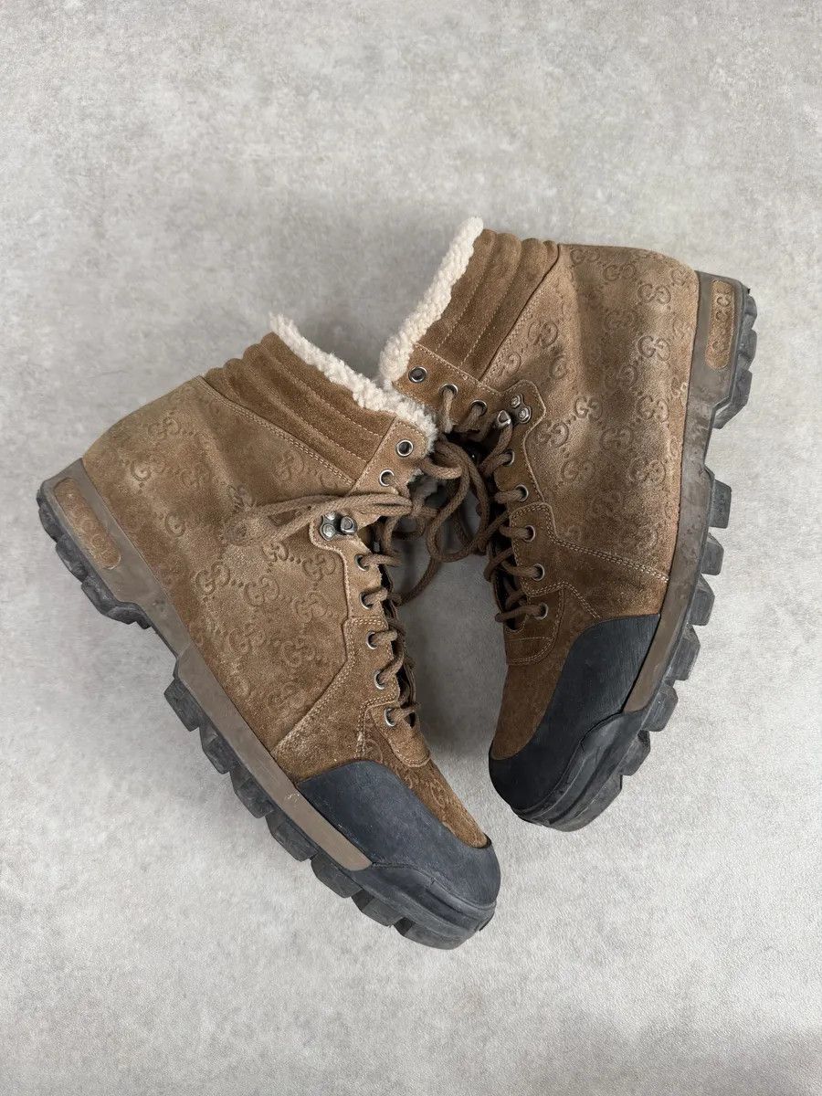 Gucci 2000s Gucci Brown Nebraska Monogram Hiking Boots Size US 12 / EU 45 - 4 Thumbnail