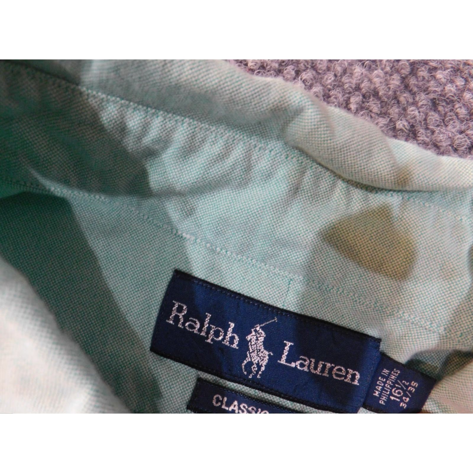 Ralph Lauren Ralph Lauren Shirt Mens Dress Shirt Button-Down 16.5 Green Cotton Knit Regular Barrel Cuff Size US XL / EU 56 / 4 - 5 Thumbnail