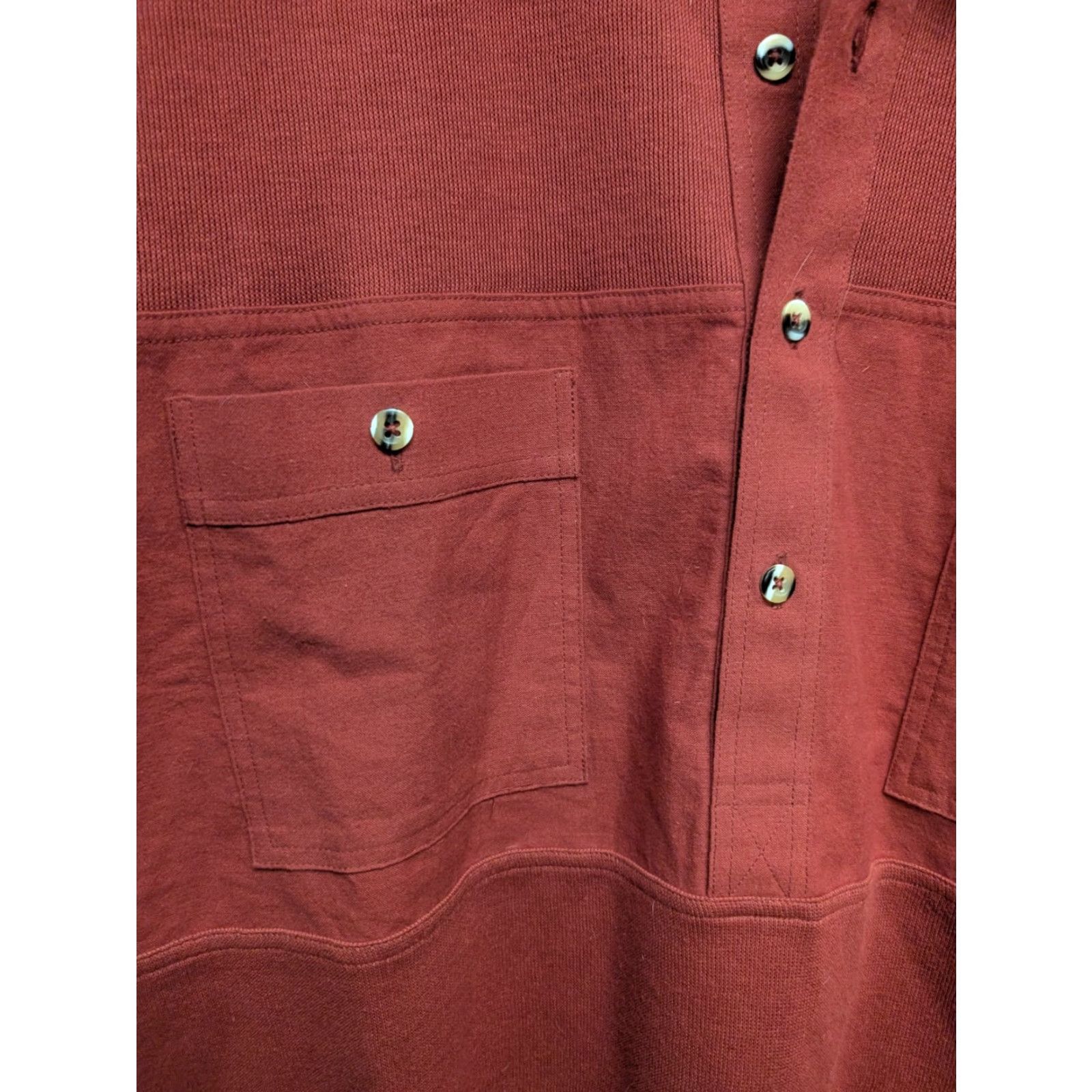 Jim Thompson VINTAGE Norm Thompson Rugby Shirt XL Red Dad Wise Guy Button-Up Men Short Sleeve Size US XL / EU 56 / 4 - 2 Thumbnail