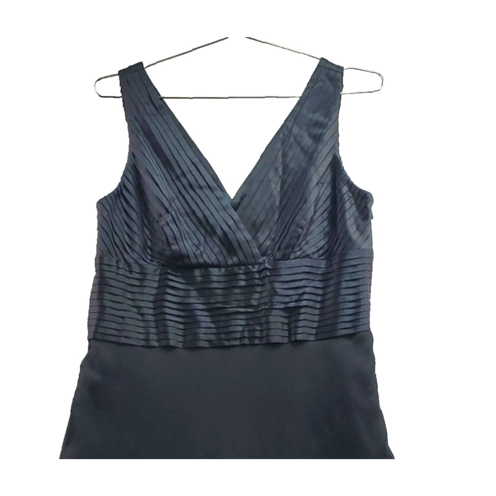 Anne Klein Anne Klein Dress Women's A-Line 10 Black 100% Silk Lined Pleated Surplice Neck Sleeveless Size L / US 10 / IT 46 - 3 Thumbnail