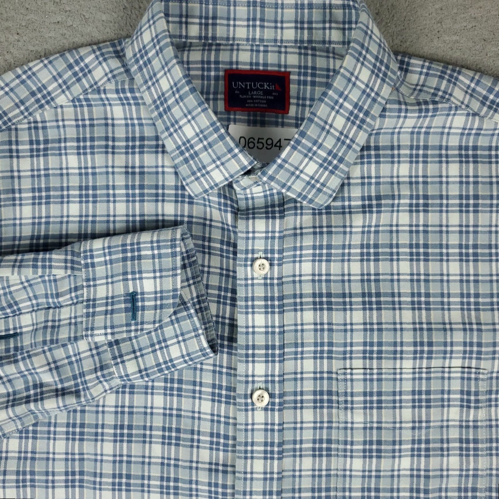 UNTUCKit UNTUCKit Shirt Mens Large Blue Plaid Slim Fit Button Up Long Sleeve Size US L / EU 52-54 / 3 - 2 Thumbnail