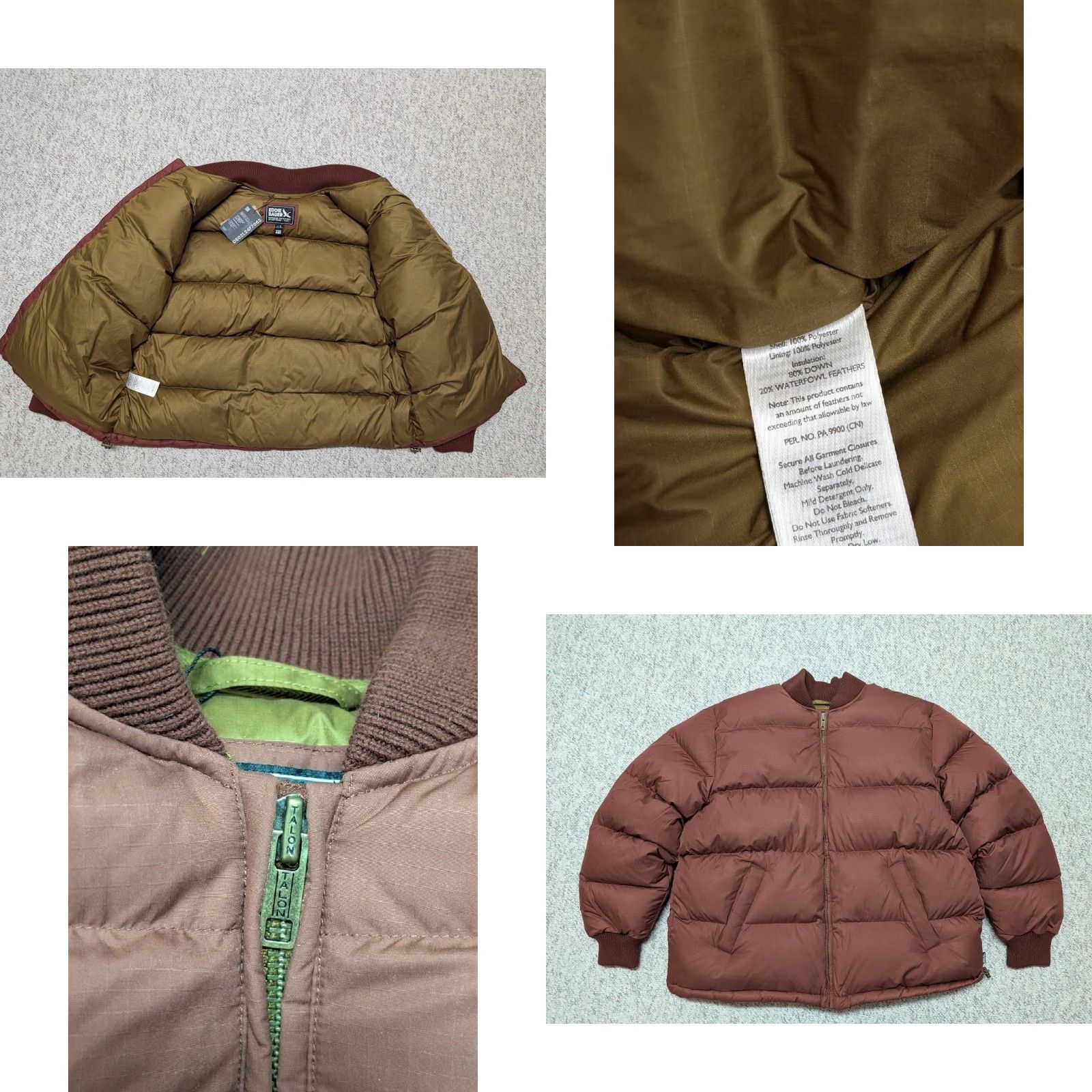 Eddie Bauer VINTAGE Eddie Bauer Puffer Jacket XL Goose Down Mahogany 650 Down Men's Zip Solid Breathing Down Fill Size US XL / EU 56 / 4 - 8 Thumbnail