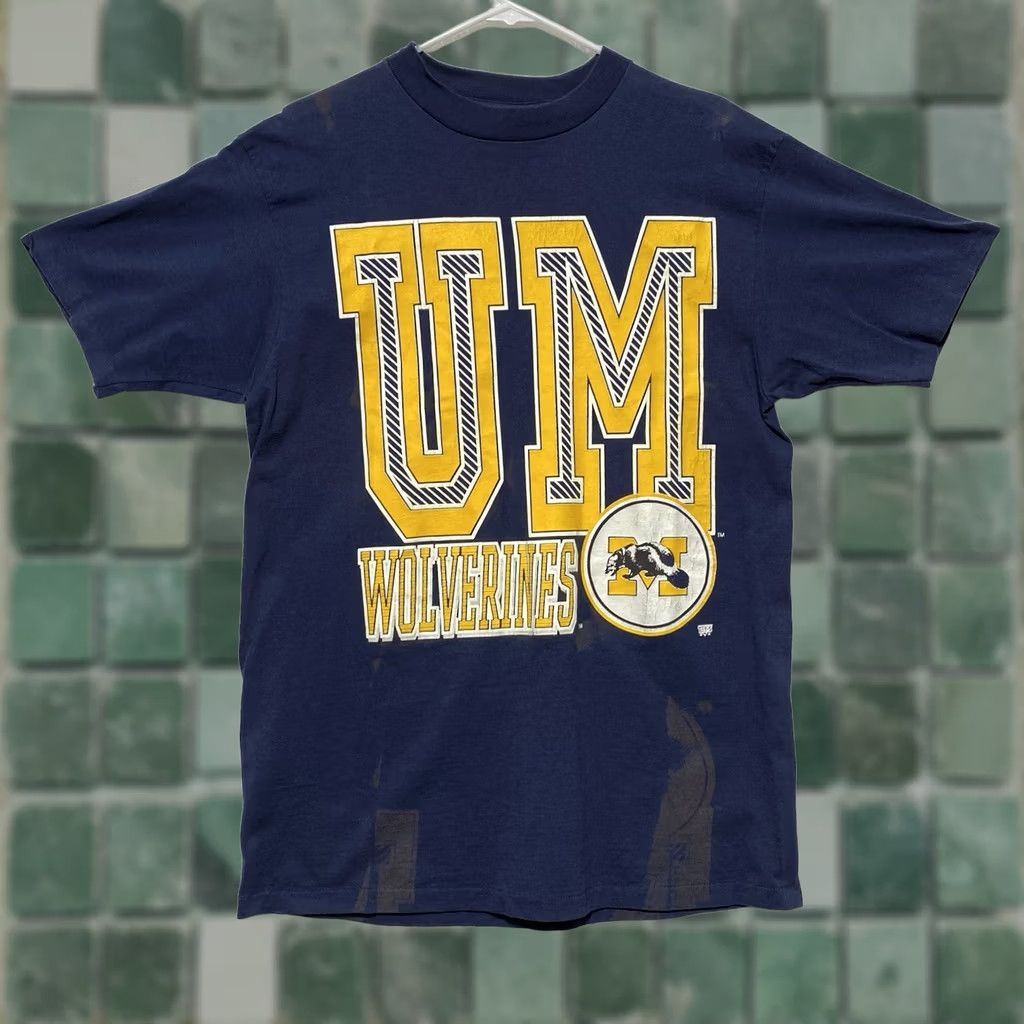 Vintage VINTAGE Premier Specific Michigan Shirt Mens XL Blue Collegiate 70s 80s Wolverines U of M T-Shirt Size US XL / EU 56 / 4 - 1 Thumbnail