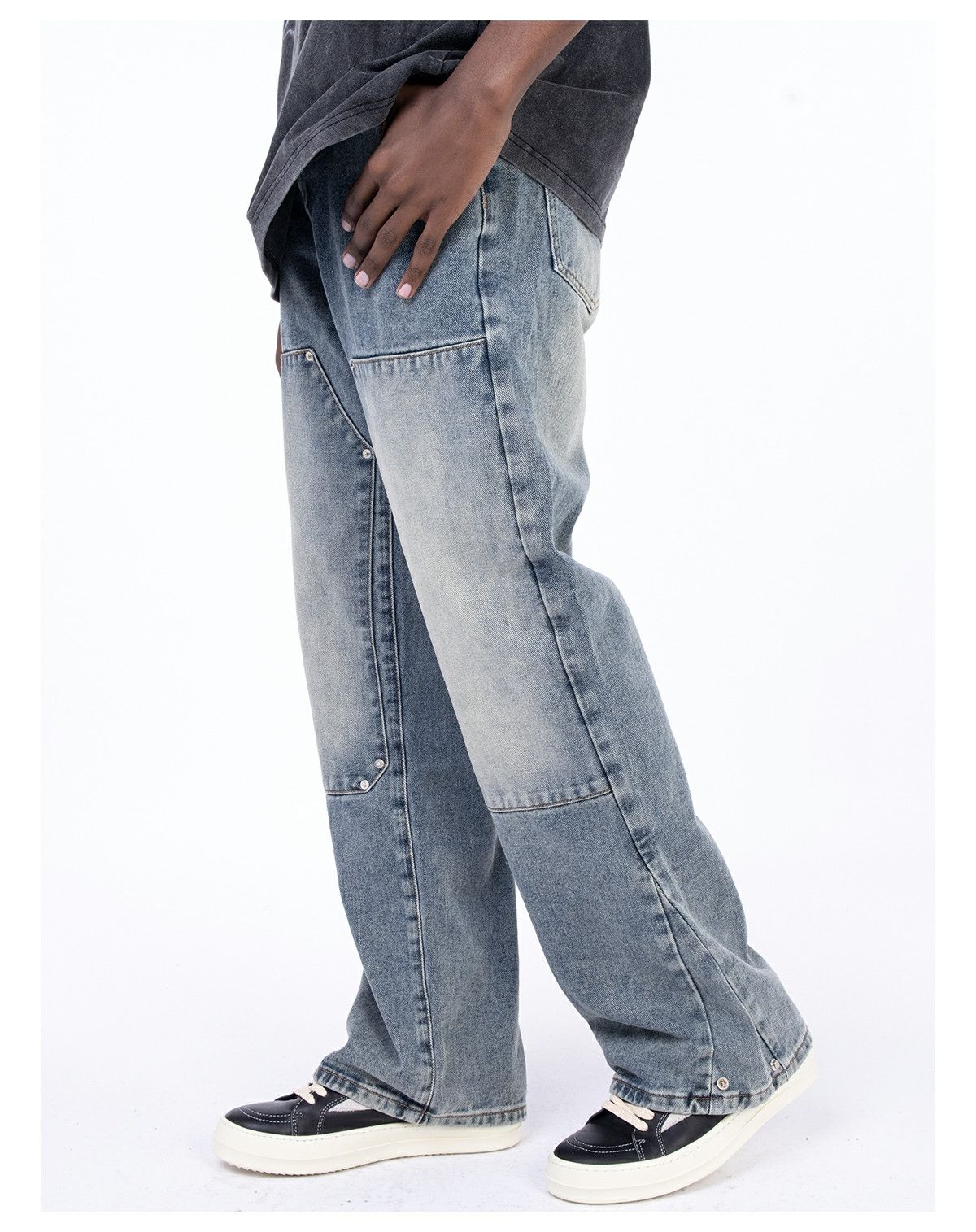 baggy washed distressed workwear pants