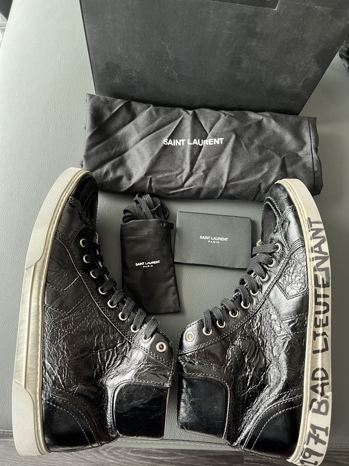 Saint Laurent Paris Super Rare Distressed Washed Saint Laurent Sneaker by Hedi Size US 9.5 / EU 42-43 - 10 Thumbnail