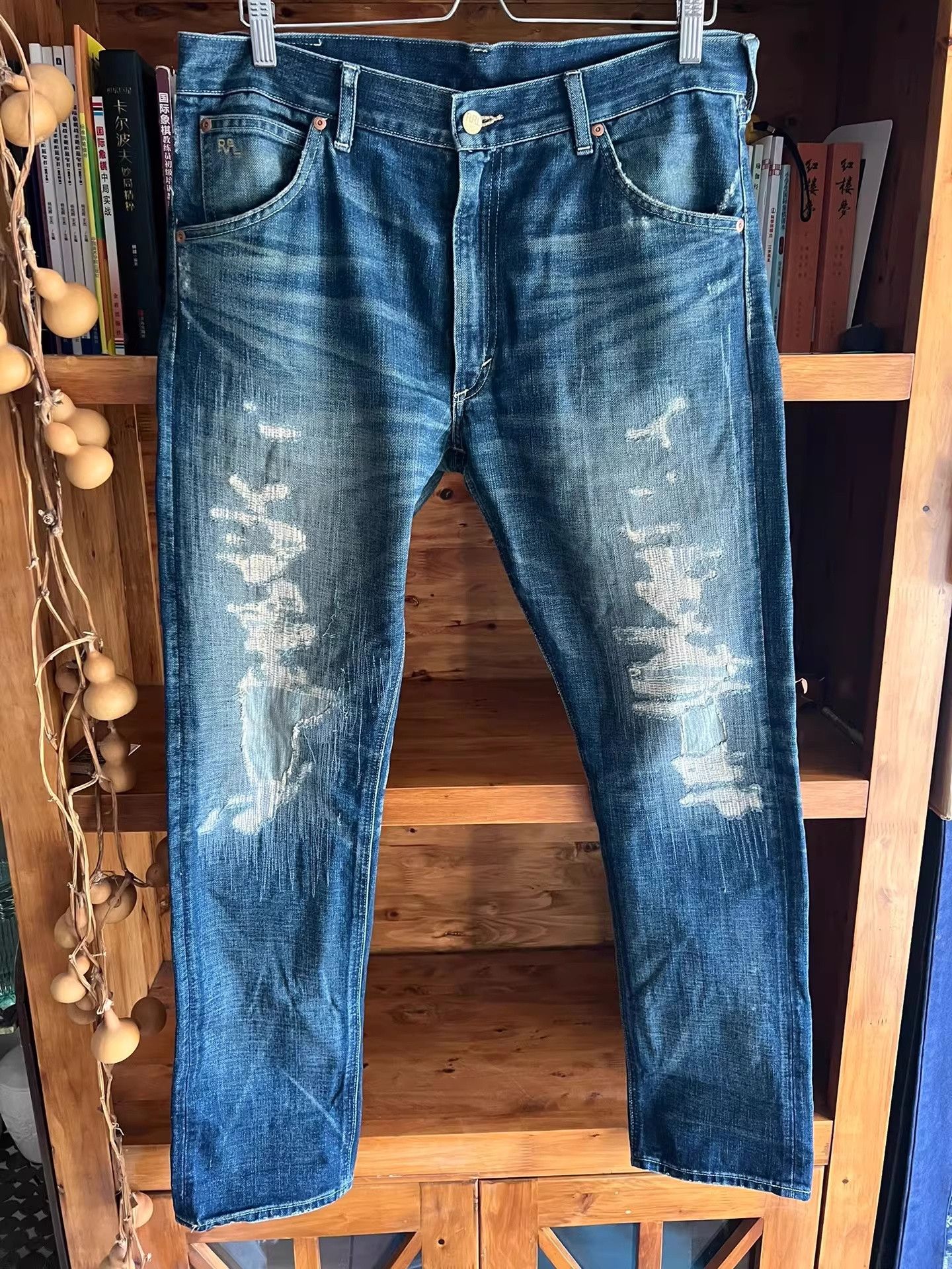 RRL Ralph Lauren RRL Double RL Distressed Vintage Jeans Size US 32 / EU 48 - 2 Thumbnail