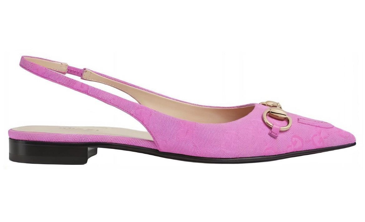 Gucci Gucci Horsebit GG Print Fabric Upper 1.2cm Flats Pink Size US 9.5 / IT 39.5 - 2 Thumbnail
