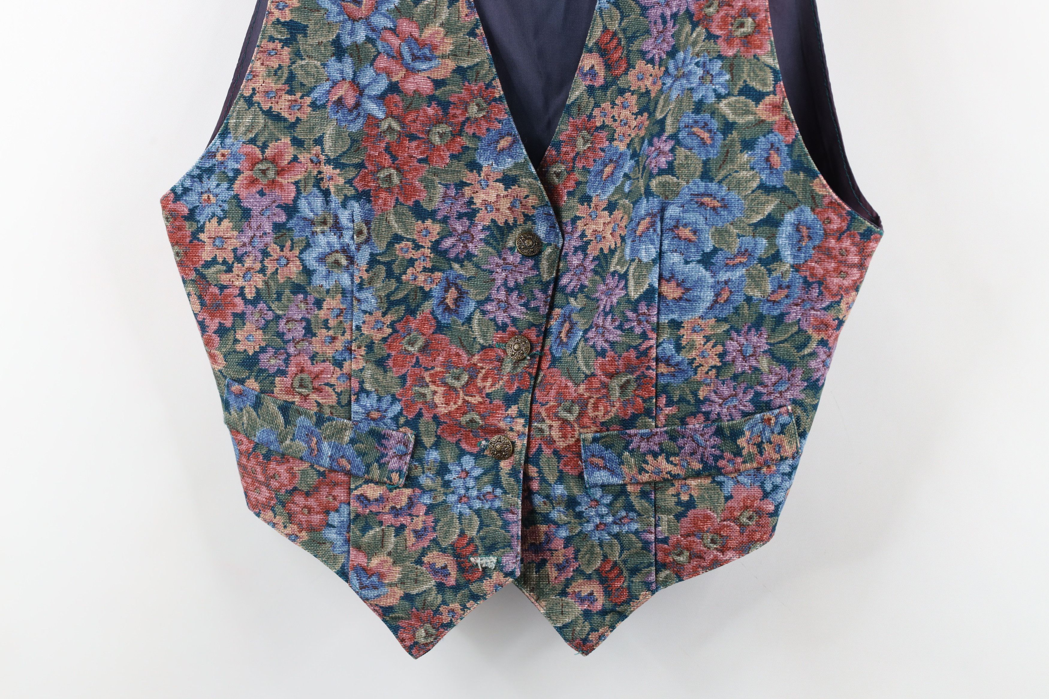 Vintage Vintage 90s Streetwear Flower Needlepoint Vest Jacket USA Size S / US 4 / IT 40 - 3 Thumbnail